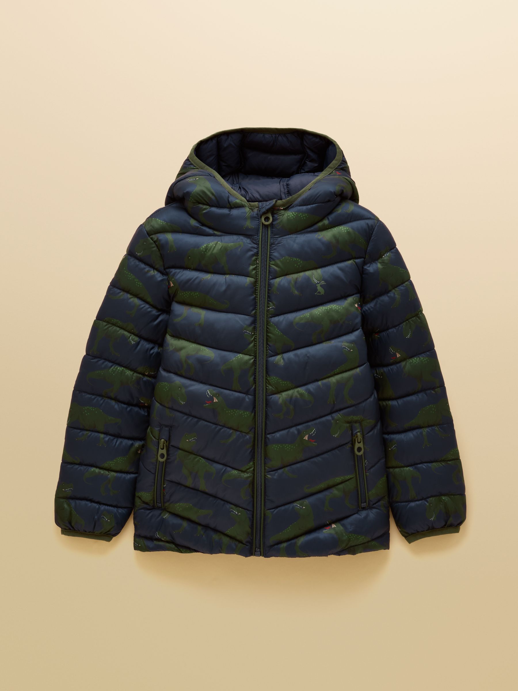 Kids' Cairn Navy Dino Showerproof Padded Coat - Image 1 of 5