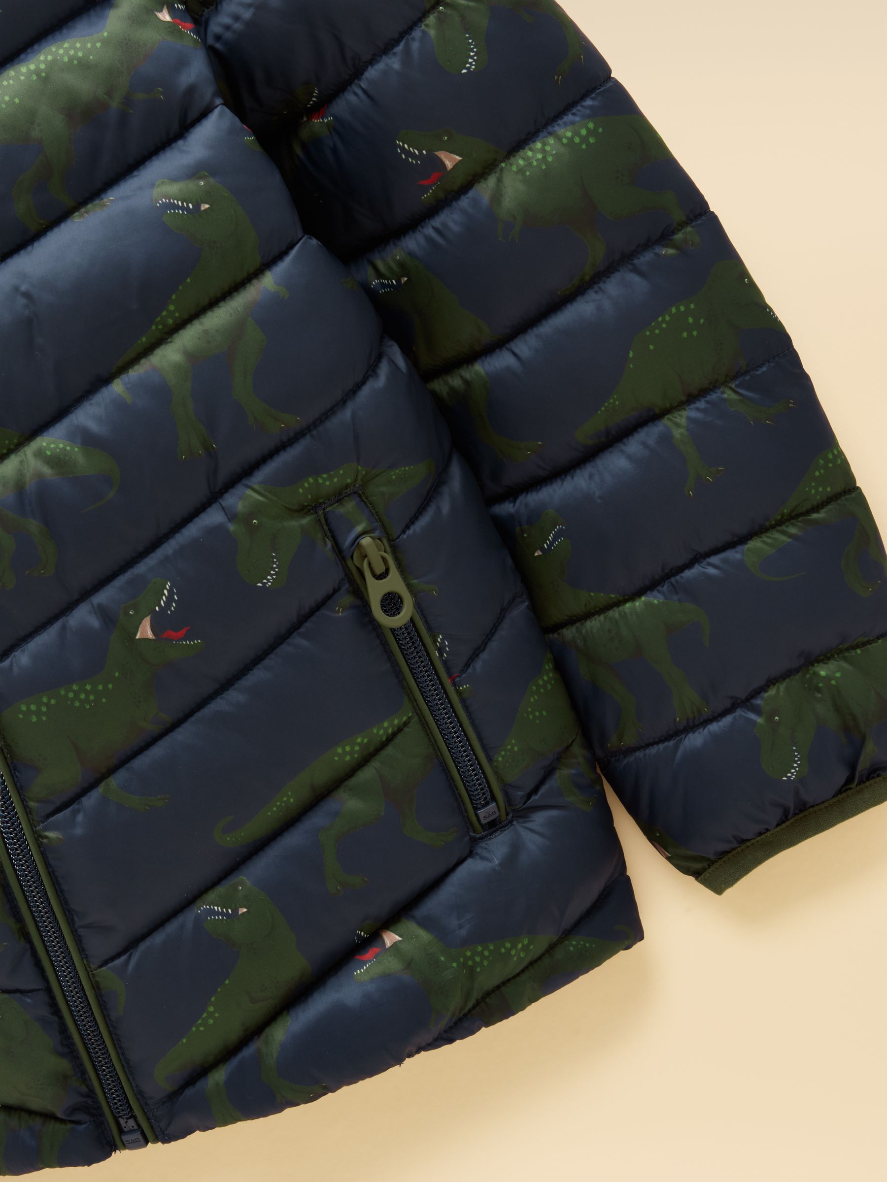 Kids' Cairn Navy Dino Showerproof Padded Coat - Image 3 of 5