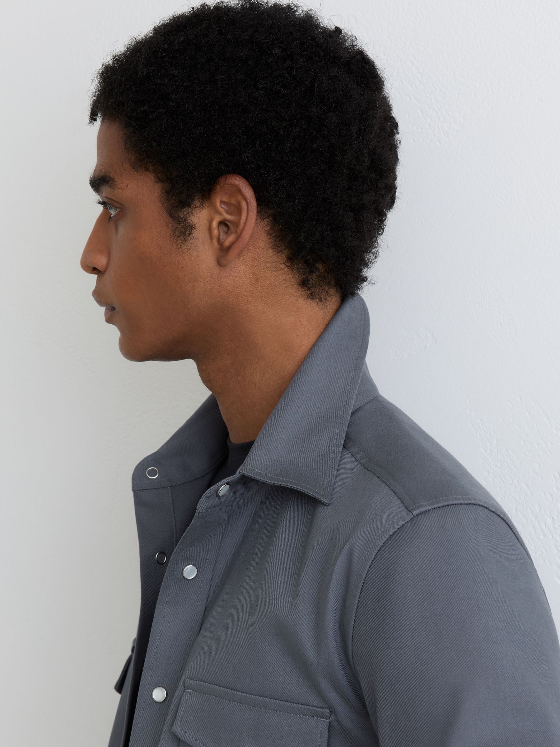 Twin-Pocket Overshirt with Stretch in Airforce Blue - image 5
