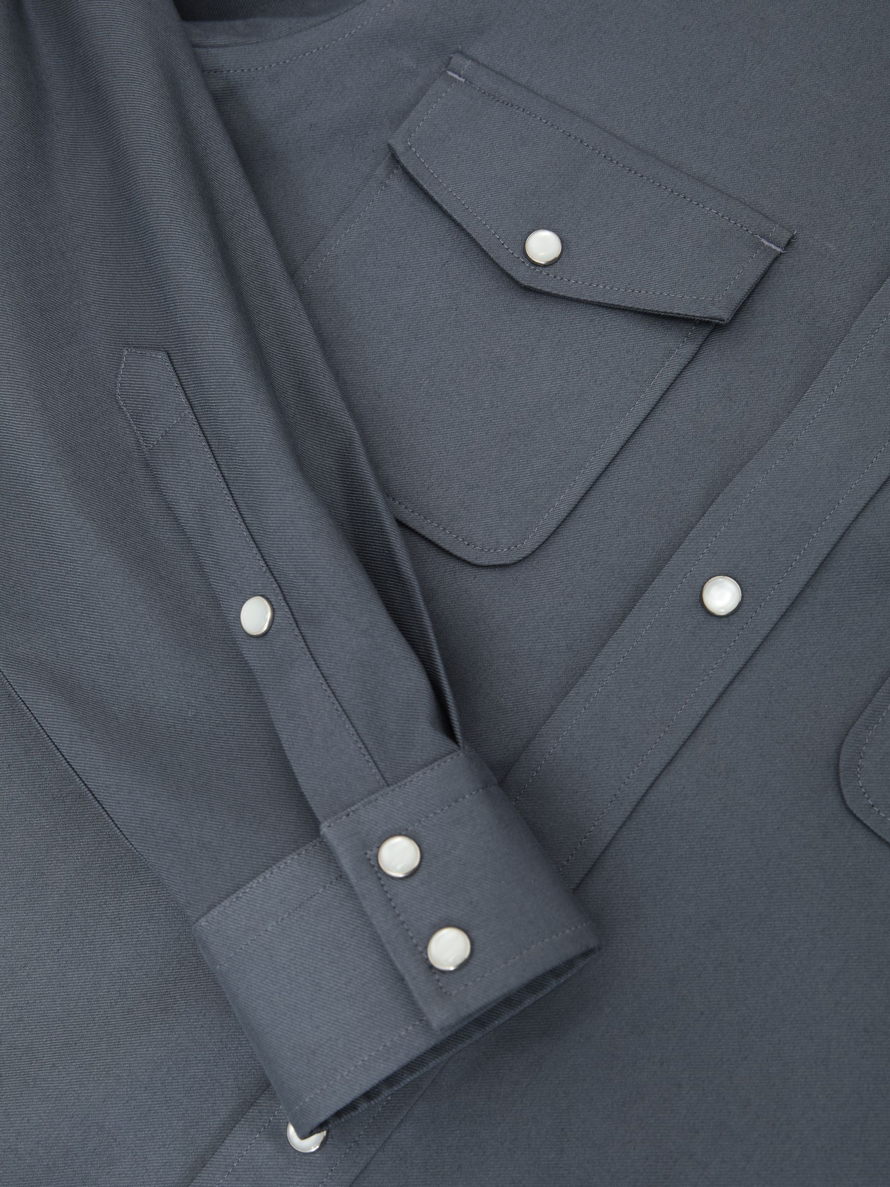 Twin-Pocket Overshirt with Stretch in Airforce Blue - image 3