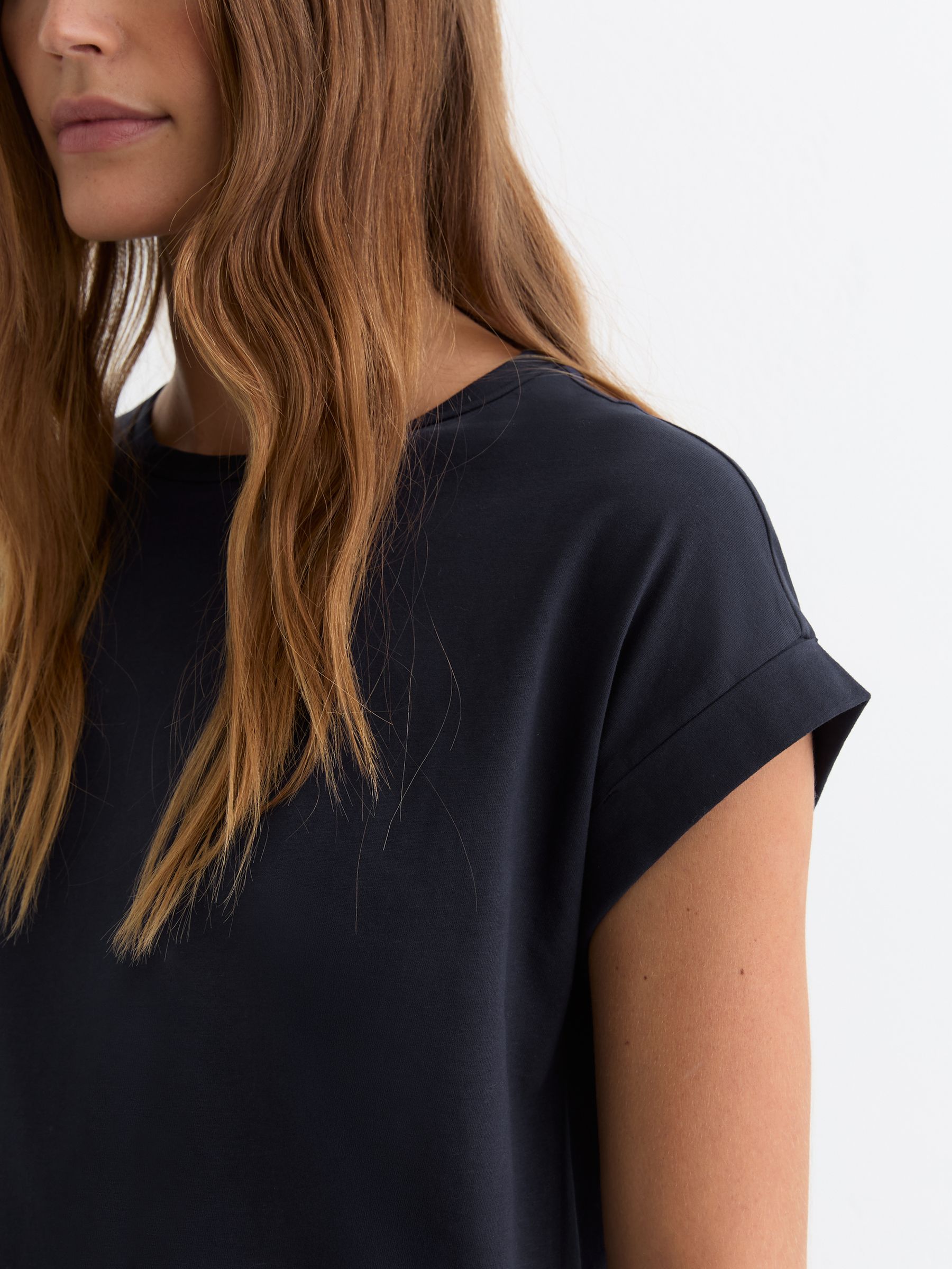Brushed-Cotton Crew-Neck T-Shirt in Navy - Image 4 of 6