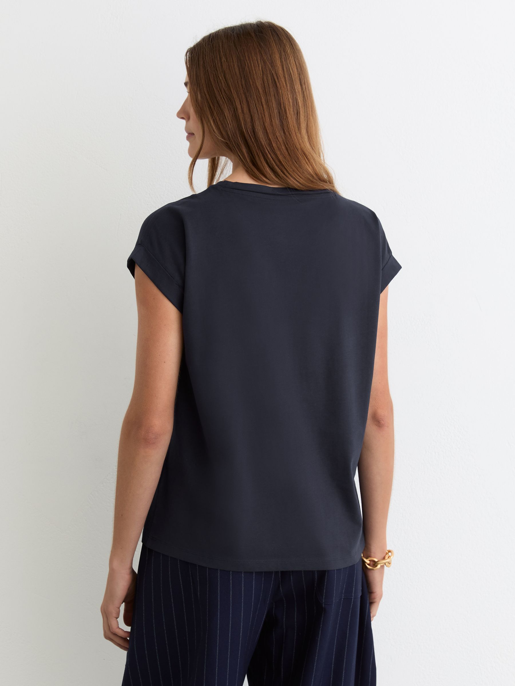 Brushed-Cotton Crew-Neck T-Shirt in Navy - Image 5 of 6