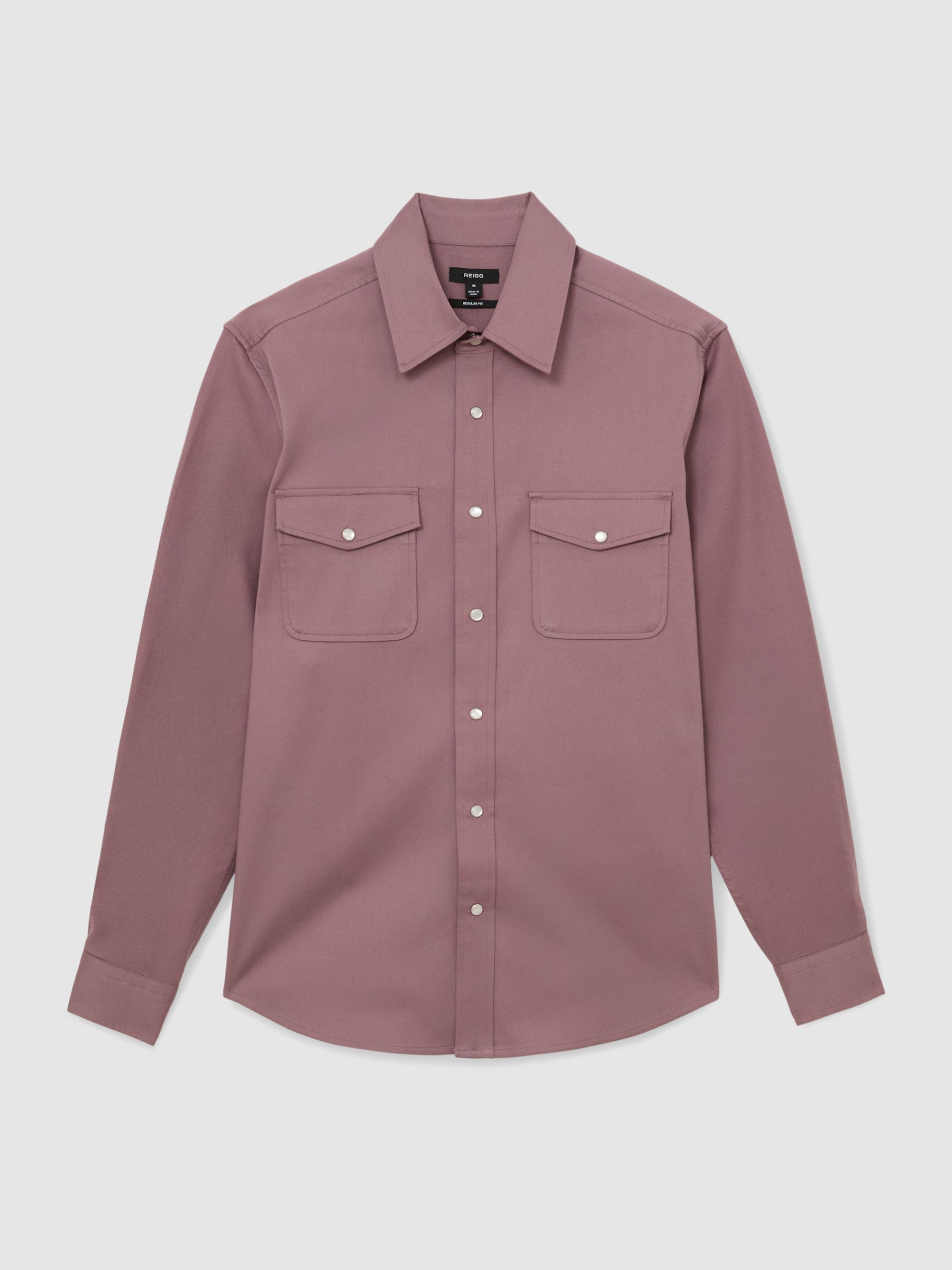 Twin-Pocket Overshirt with Stretch in Raspberry Pink - image 1