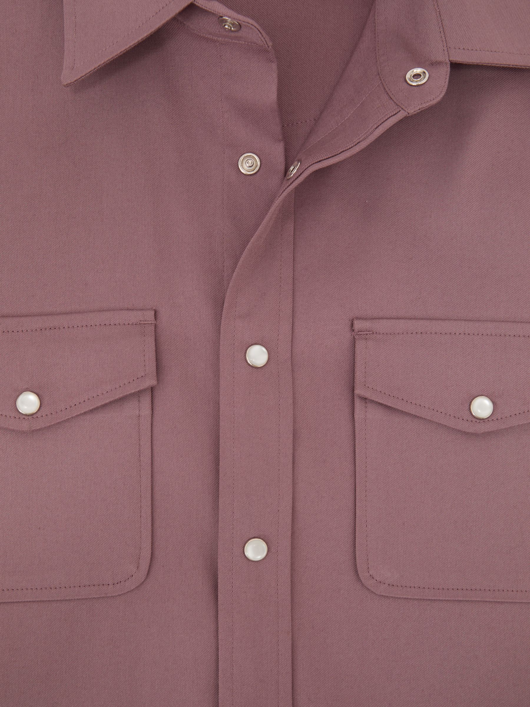 Twin-Pocket Overshirt with Stretch in Raspberry Pink - Image 7 of 7