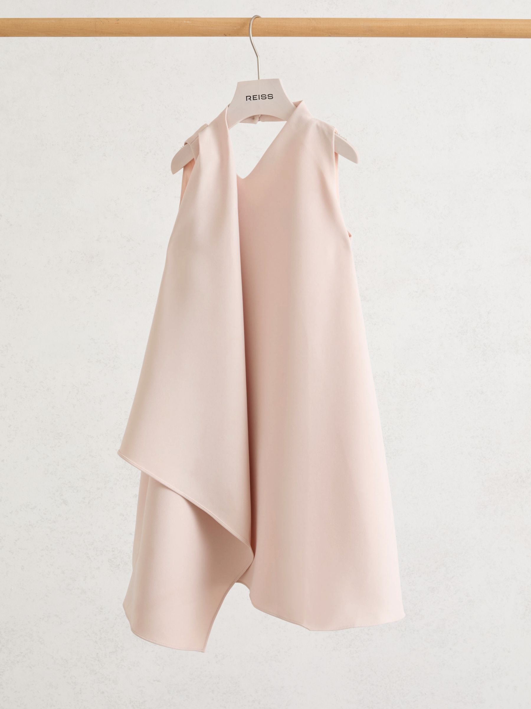 Draped Sleeveless Shift Dress in Pink - Image 1 of 4