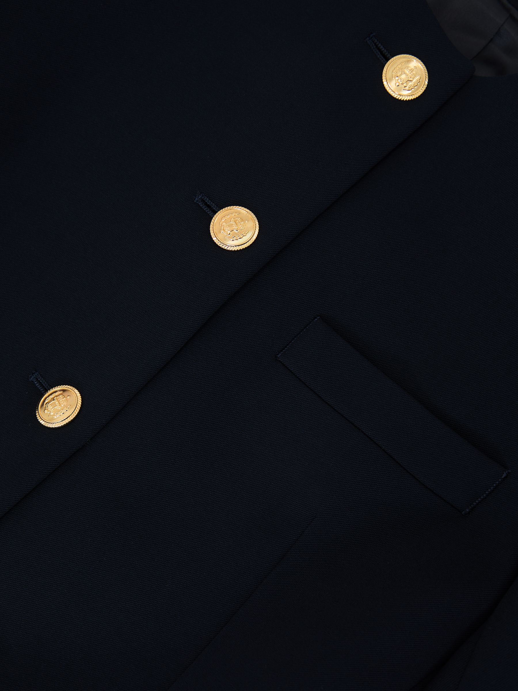 Collarless Button-Through Fitted Jacket in Navy - image 3