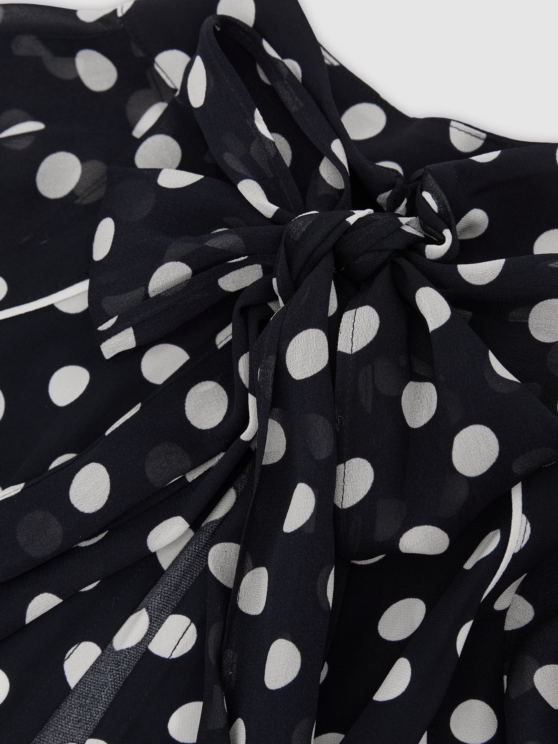 Polka-Dot Tie-Neck Blouse in Navy/Ivory - Image 8 of 8