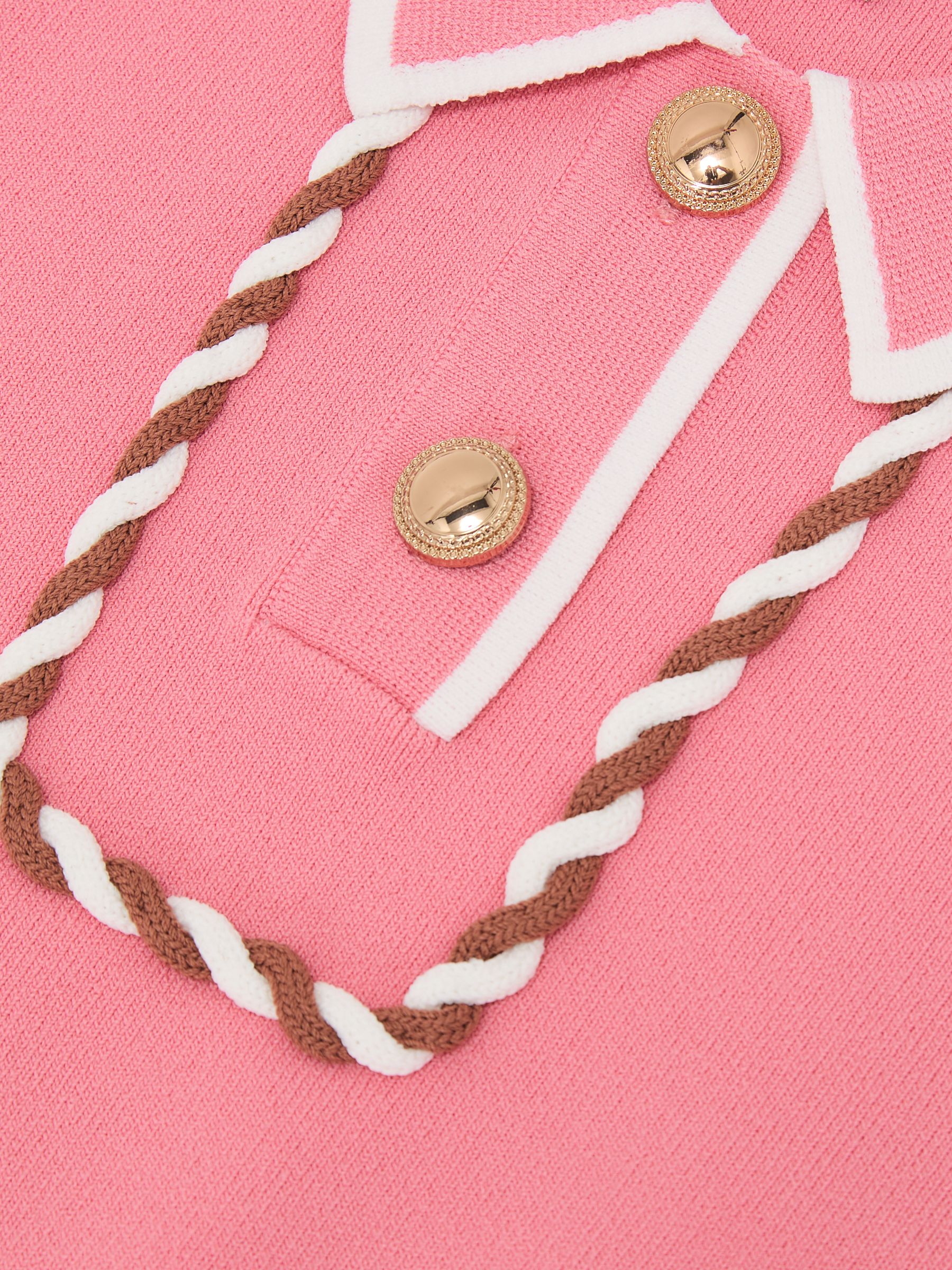 Piped Sleeveless Knitted Dress in Coral - Image 1 of 3