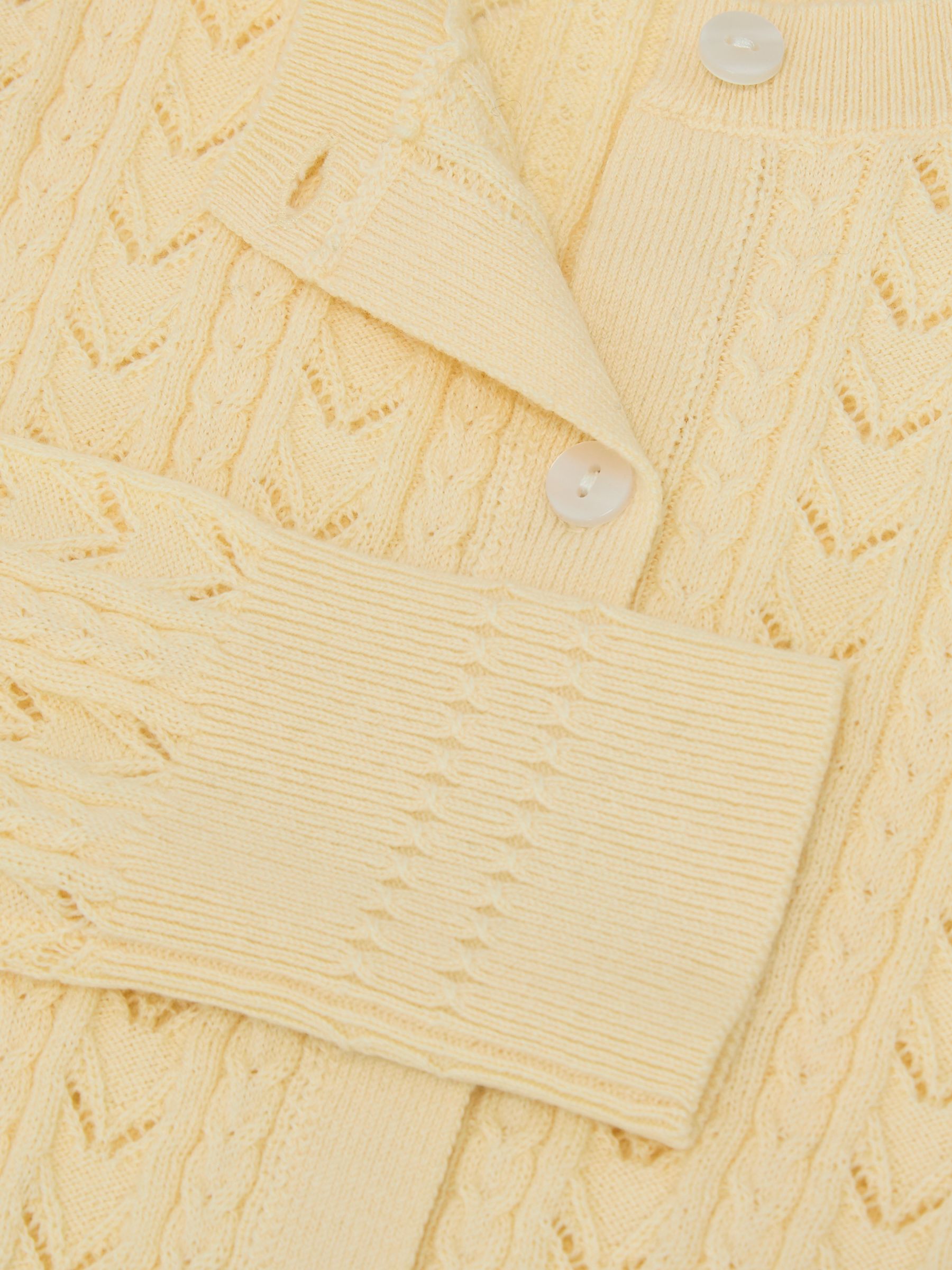 Wool-Cotton Pointelle Cardigan in Lemon - Image 1 of 3