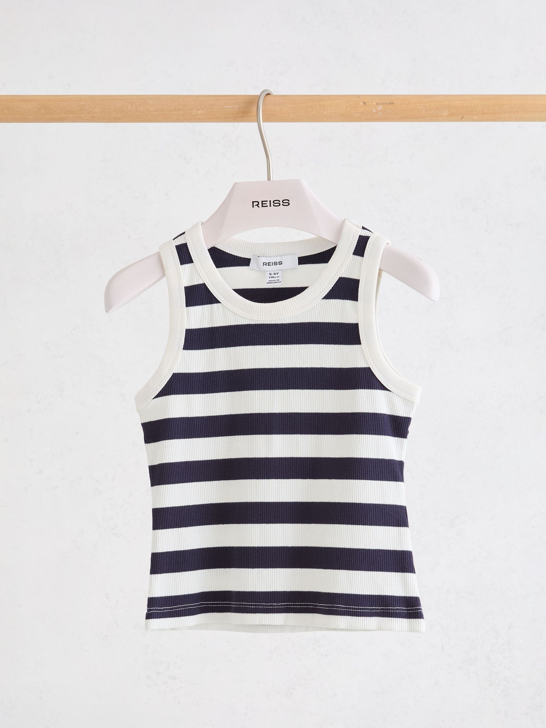 Stretch-Cotton Stripe Ribbed Vest in Navy/Ivory - Image 3 of 3