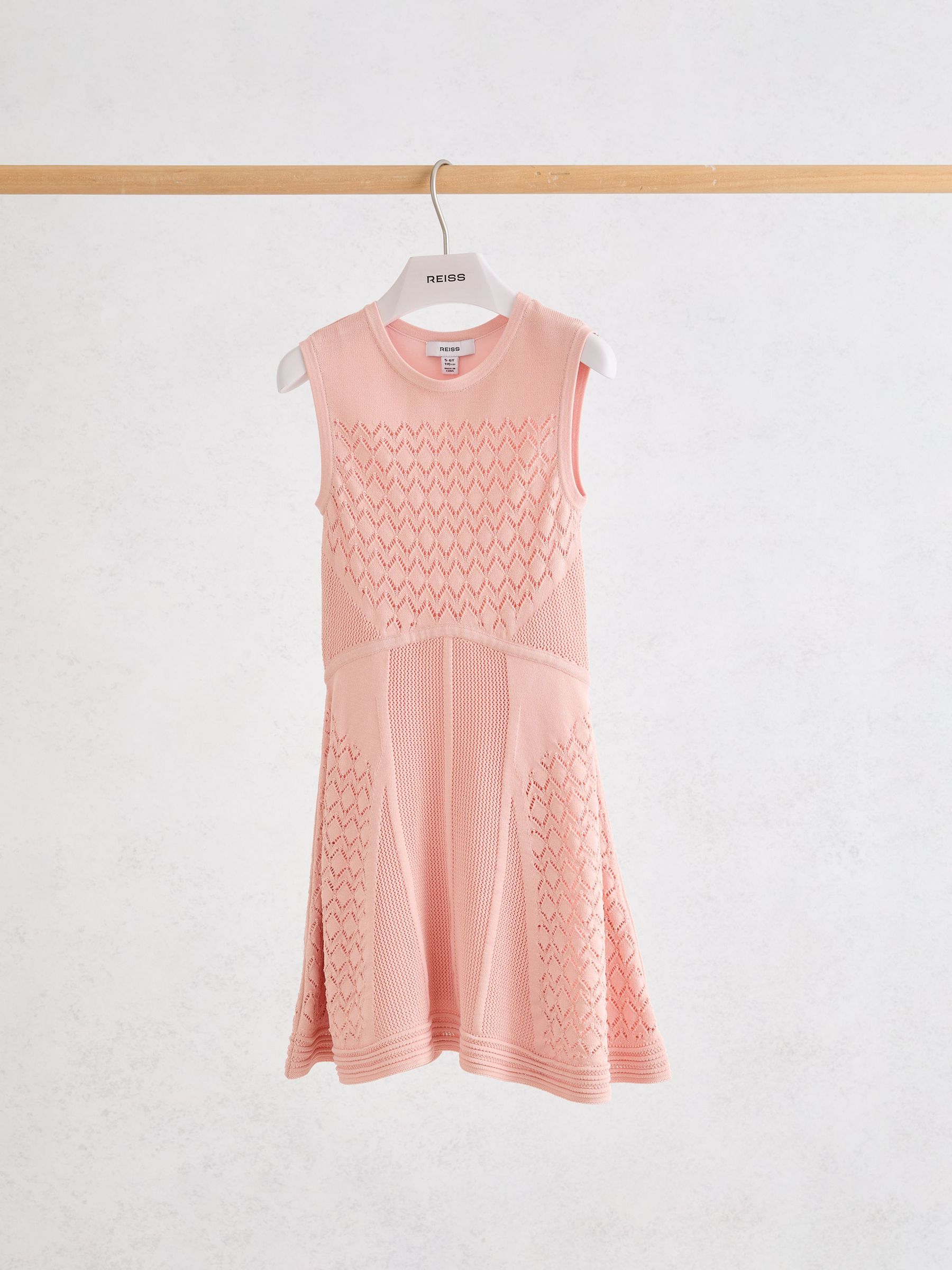 13-14 yrs Pointelle-Knit Flippy Dress in Pink - Image 2 of 3