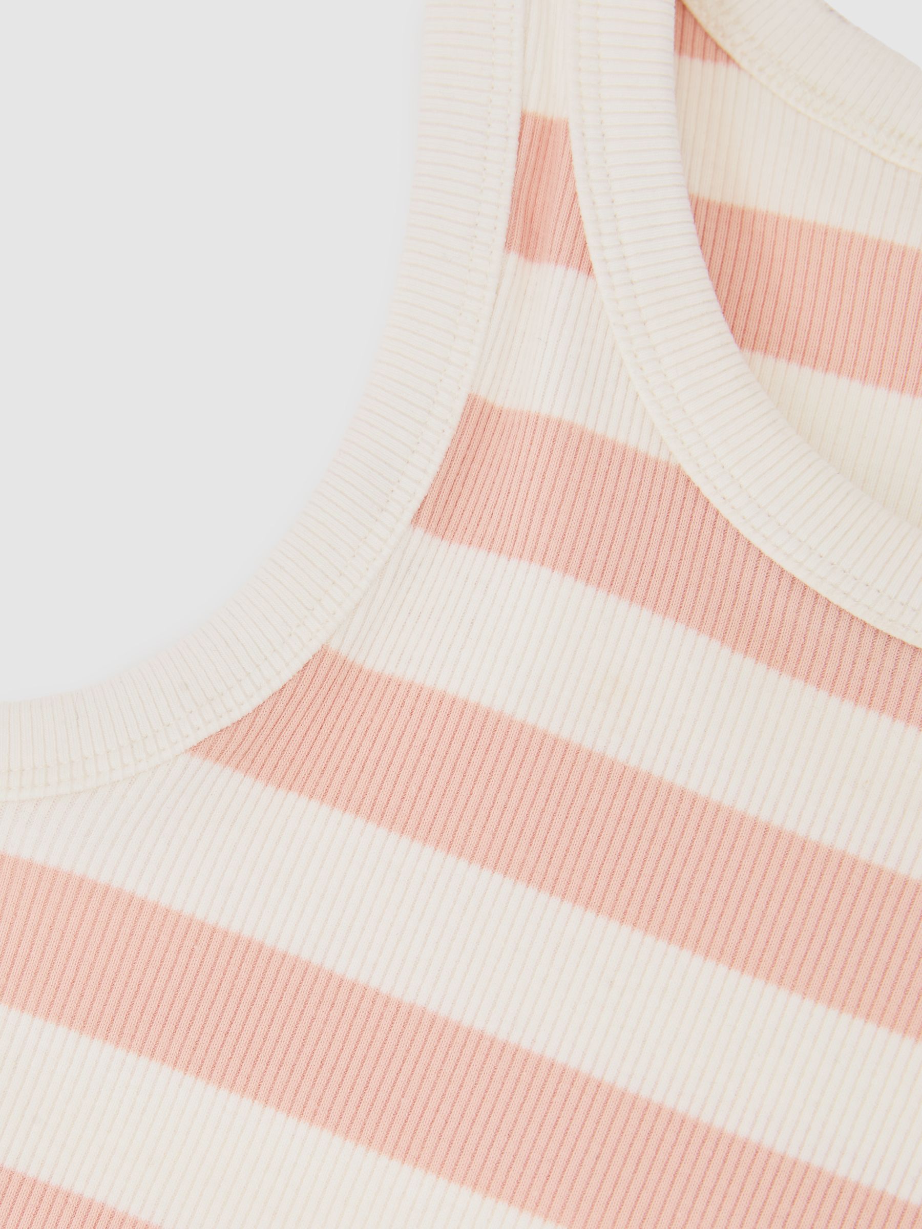 Stretch-Cotton Stripe Ribbed Vest in Pink/Ivory - Image 5 de 5