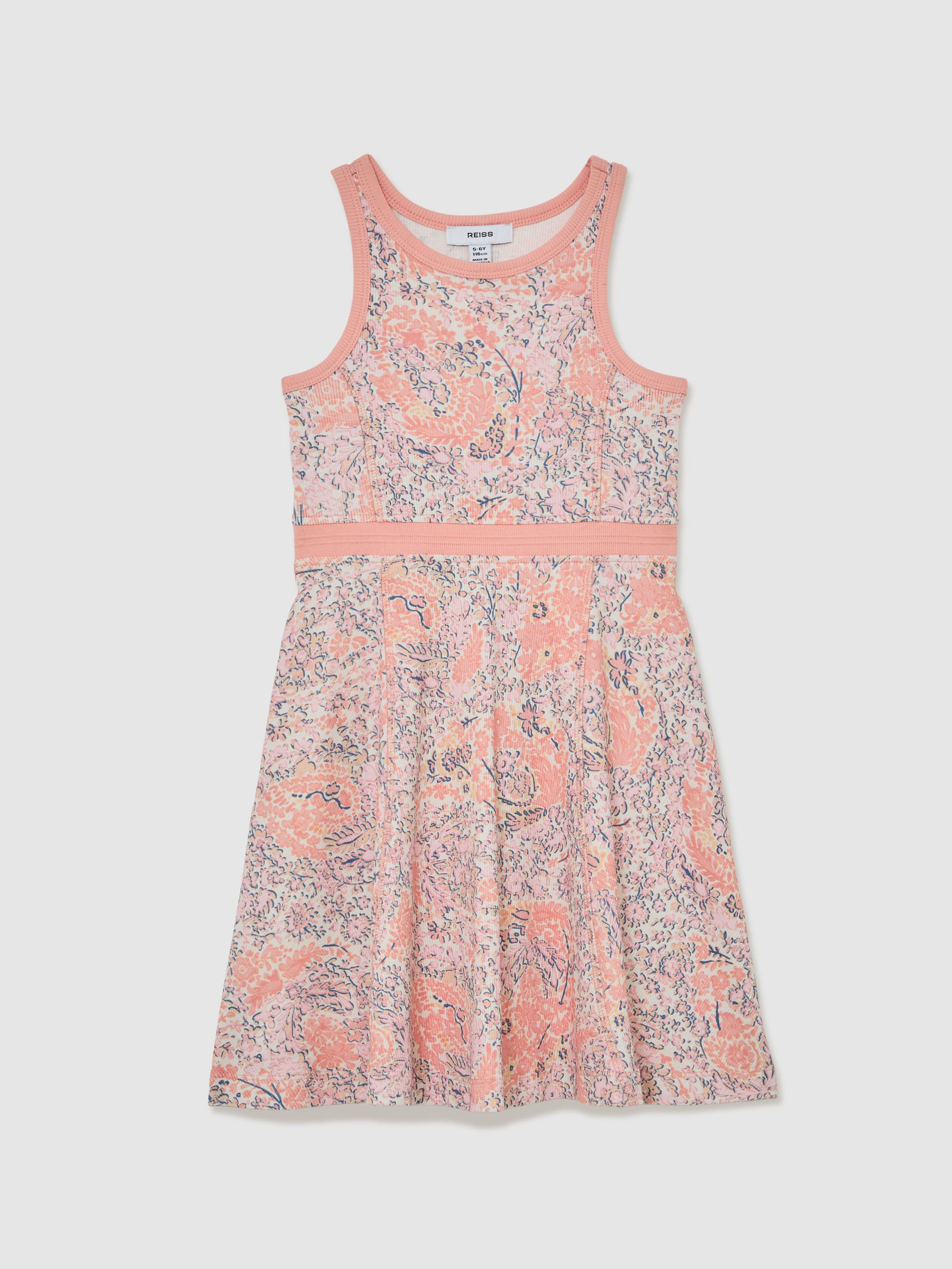 Stretch-Cotton Floral Sleeveless Dress in Multi - Image 2 of 4