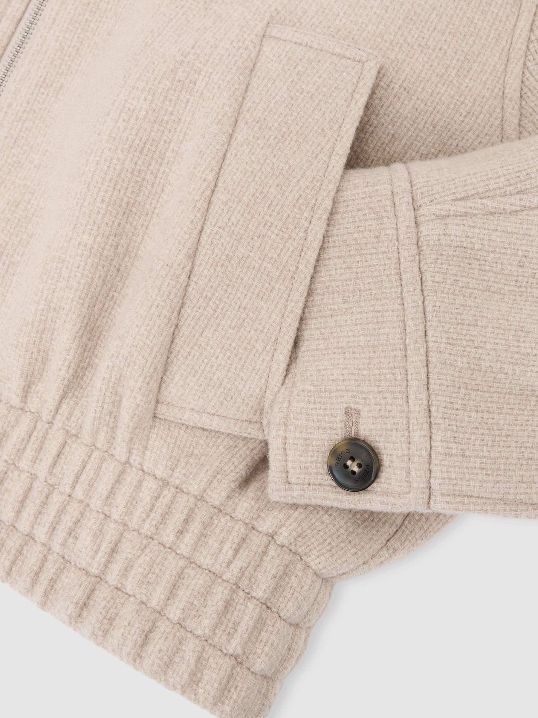 Wool Funnel-Neck Bomber Coat in Neutral - image 3