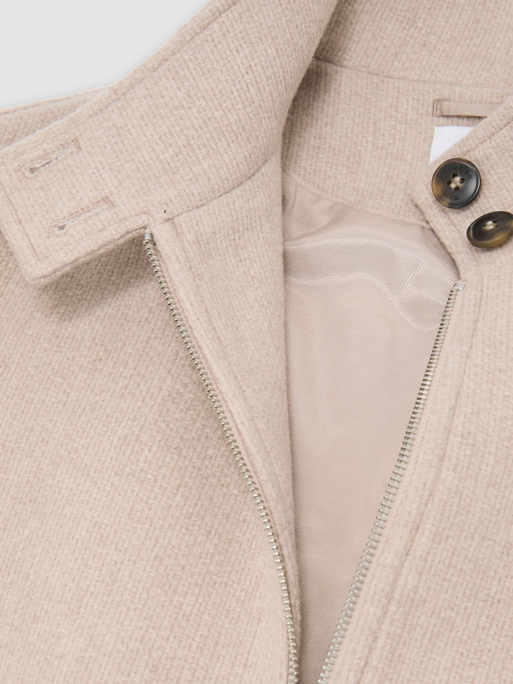 Wool Funnel-Neck Bomber Coat in Neutral - image 2