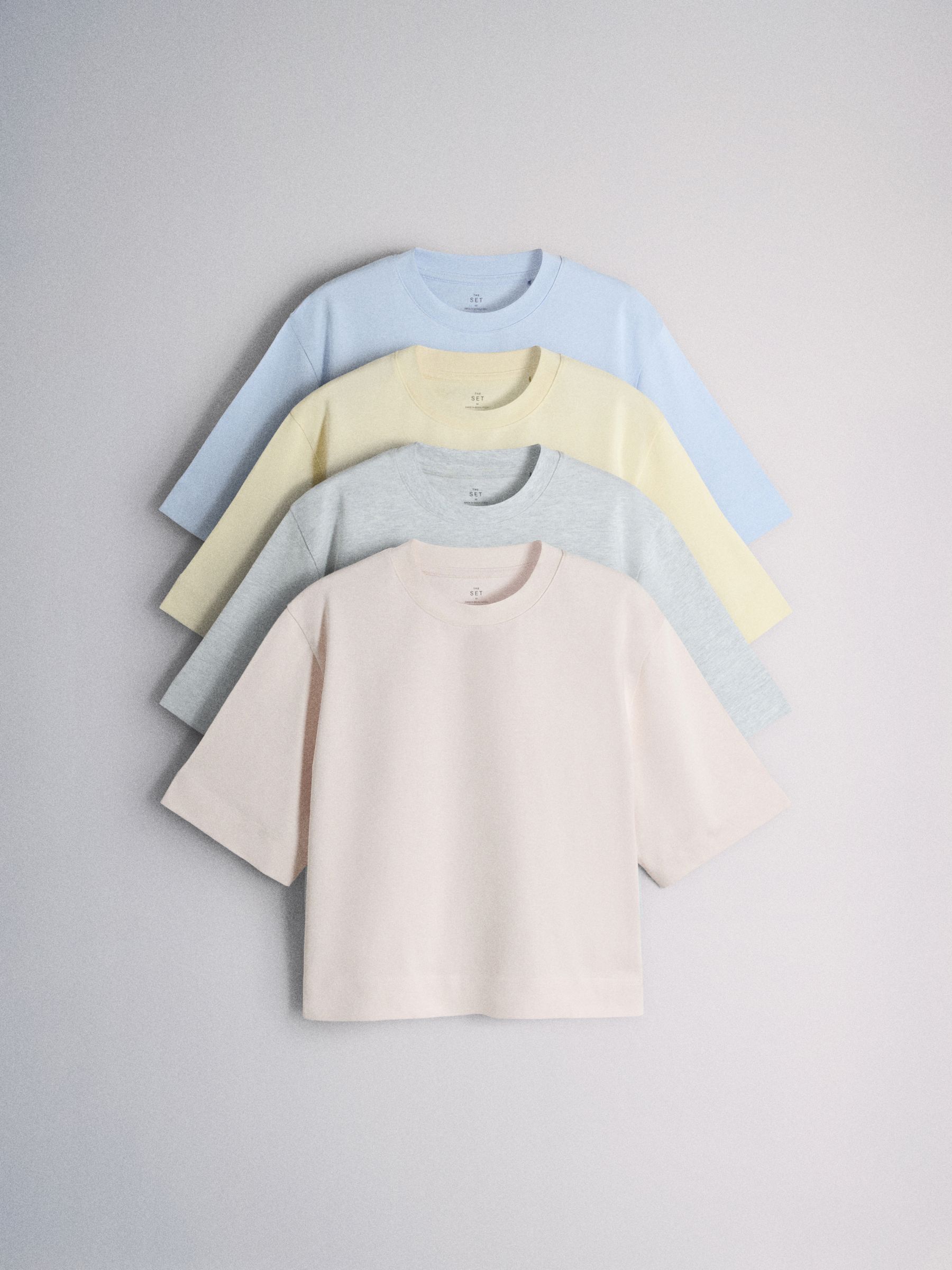 4 Pack Heavyweight Short Sleeve T-Shirts Pastel Blue/Green/Yellow Pink - Image 1 of 7