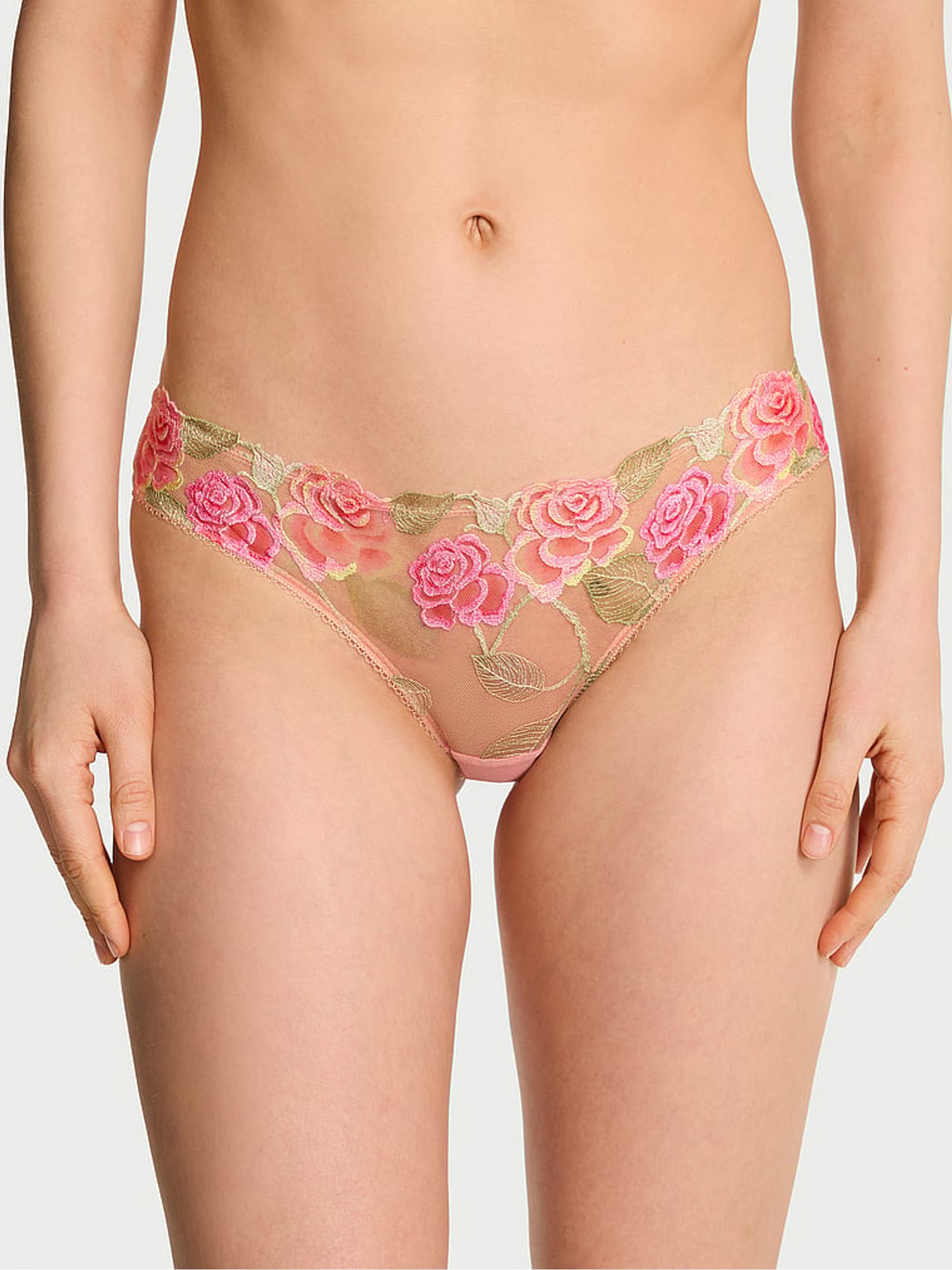 Sweet Melody Pink Brazilian Embroidered Knickers - Image 1 of 3