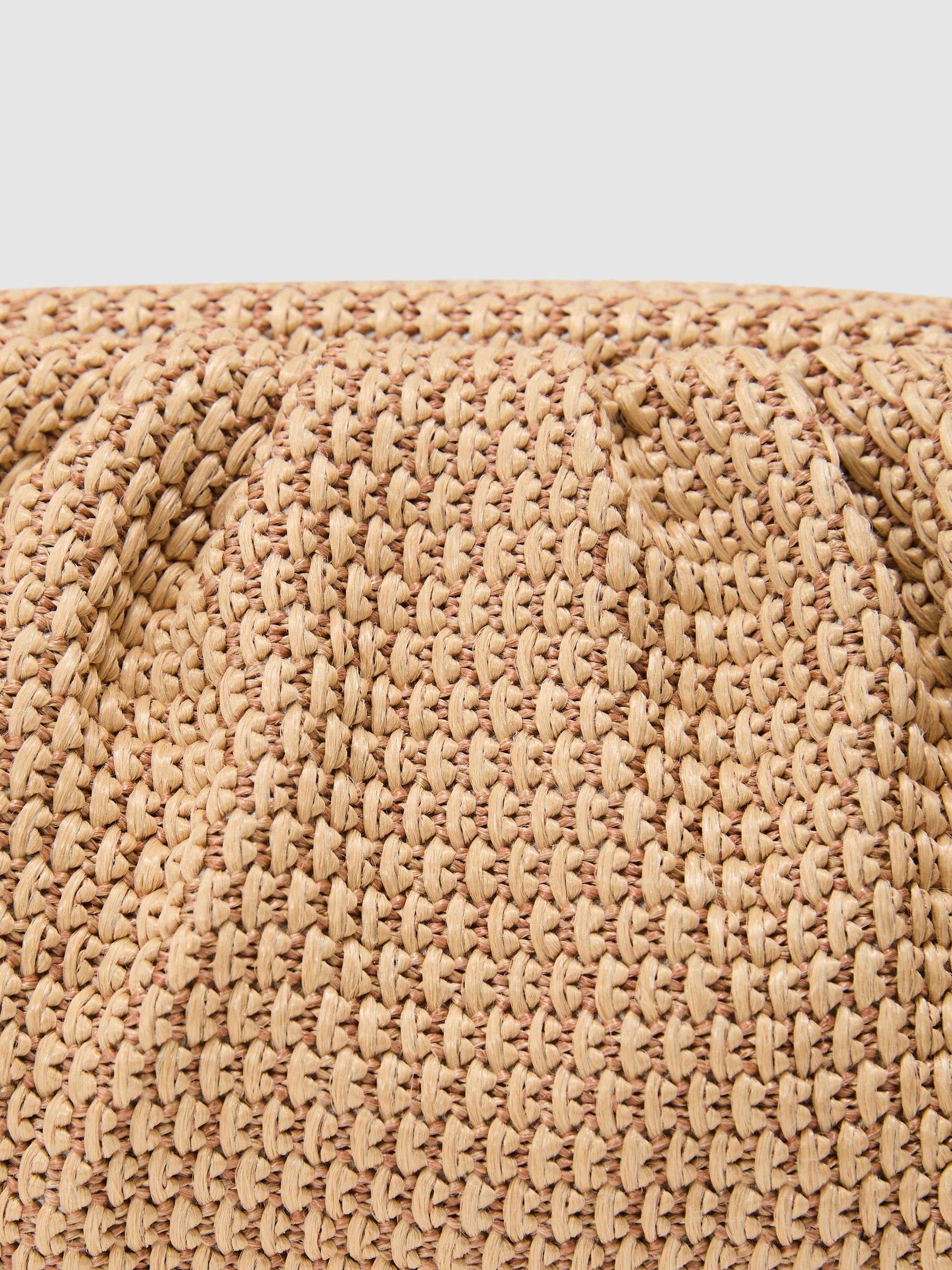 Raffia-Effect Ruched Clutch Bag in Natural - Image 6 of 6