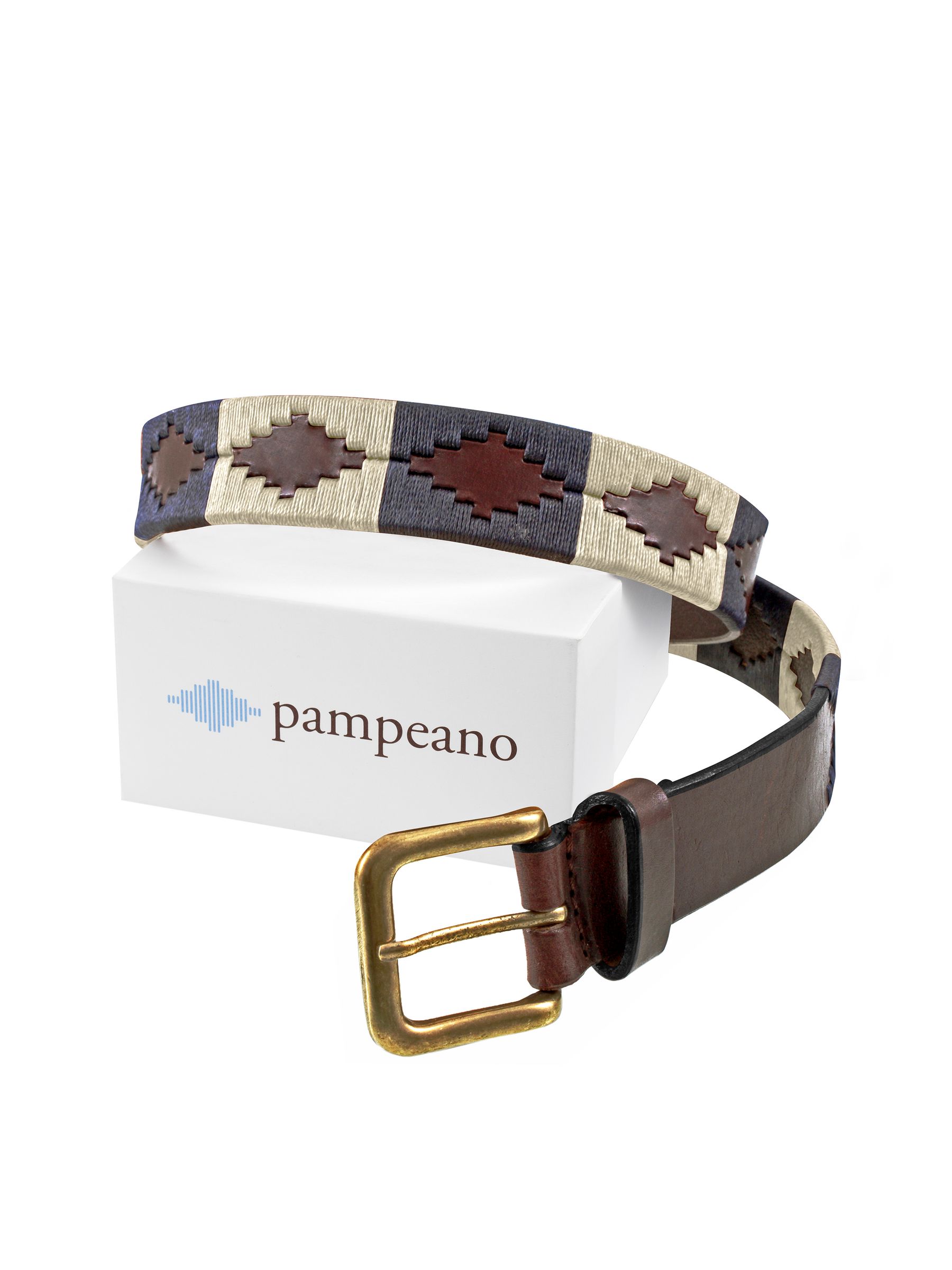 Jugadoro White & Navy Multi Pampeano Dulce Leather Polo Belt - Image 1 of 2 Jugadoro White & Navy Multi Pampeano Dulce Leather Polo Belt - Image 1 of 2