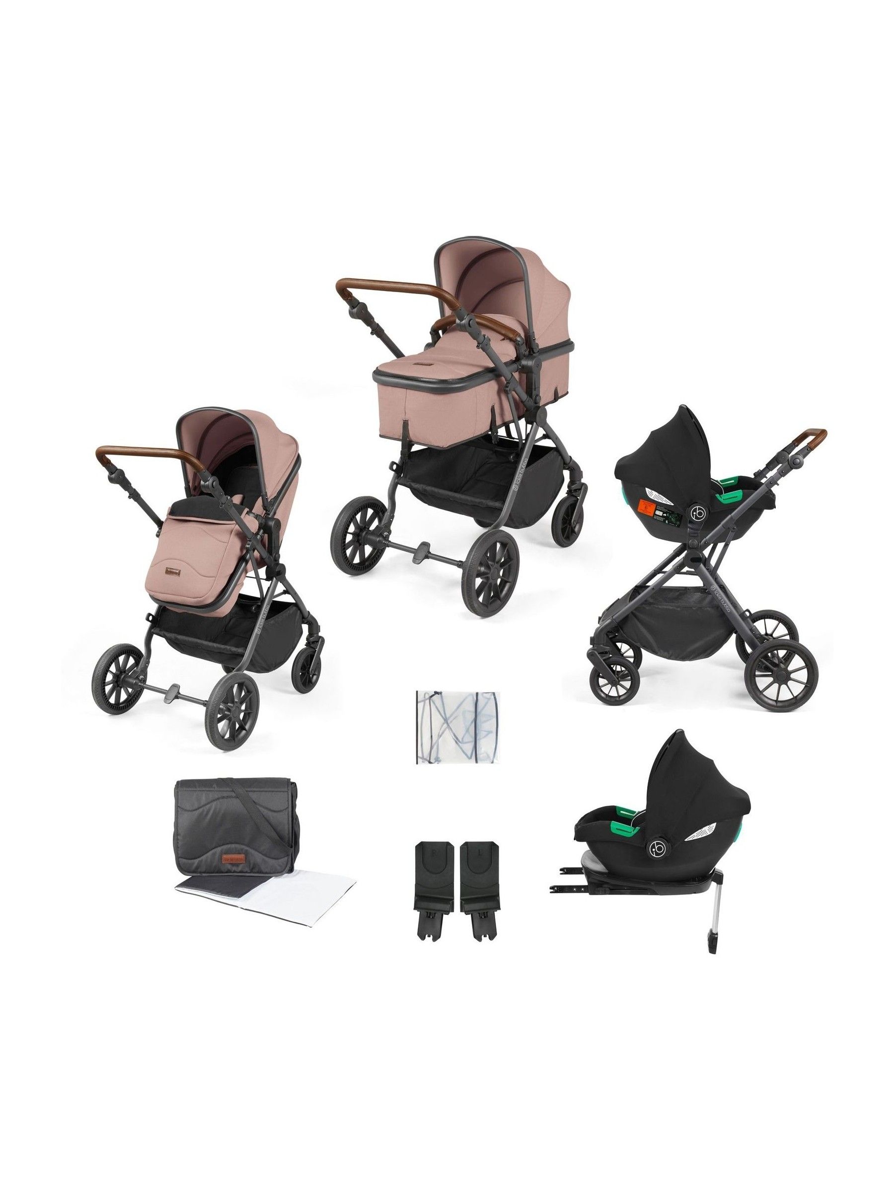 Ickle Bubba 9 Piece Brown Cosmo Travel System Pushchair with Stratus iSize Ca Size - Image 1 of 5