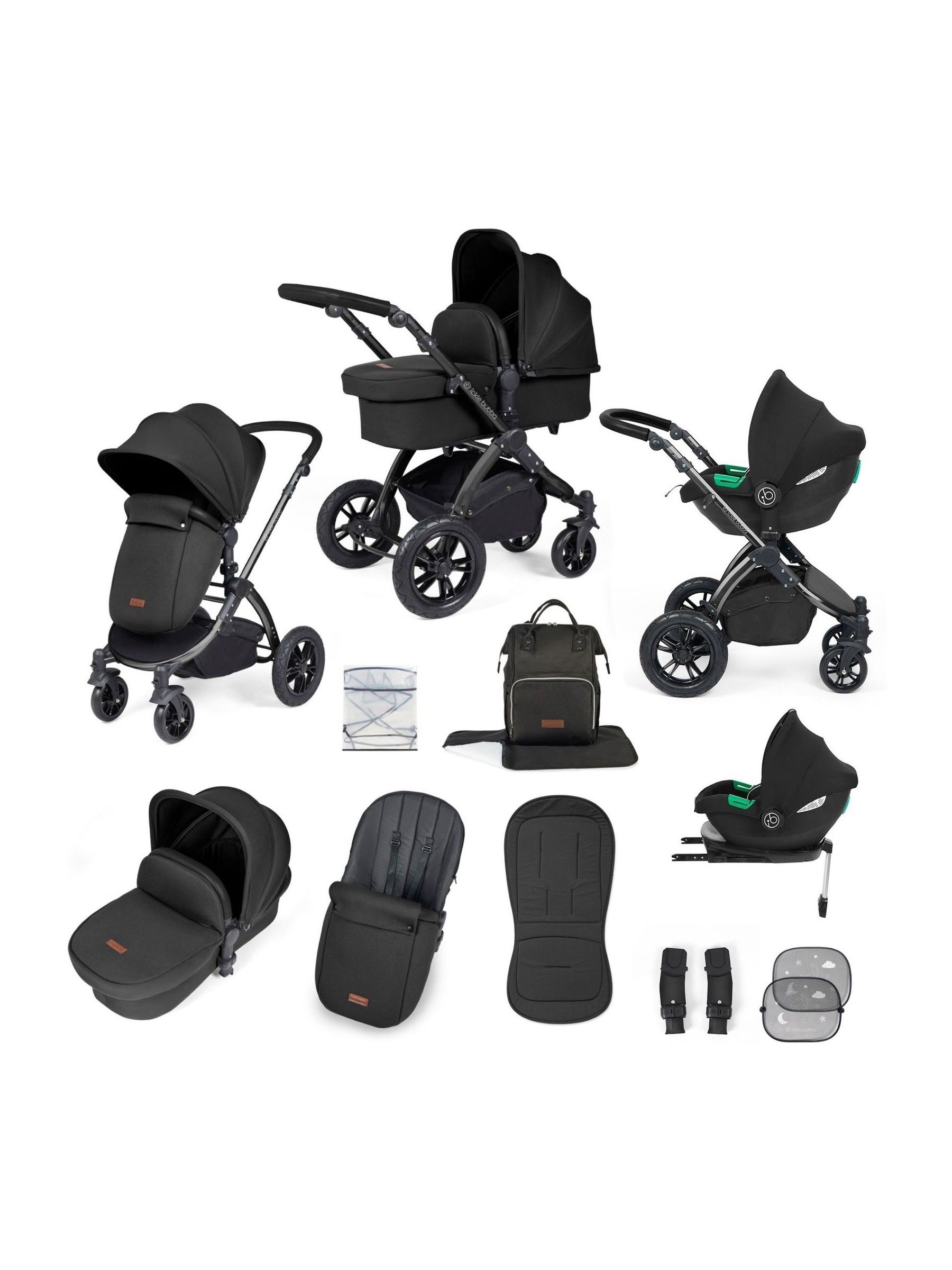 Ickle Bubba 12 Piece Black Travel System Stomp Luxe with iSize Cirrus - Image 2 of 6
