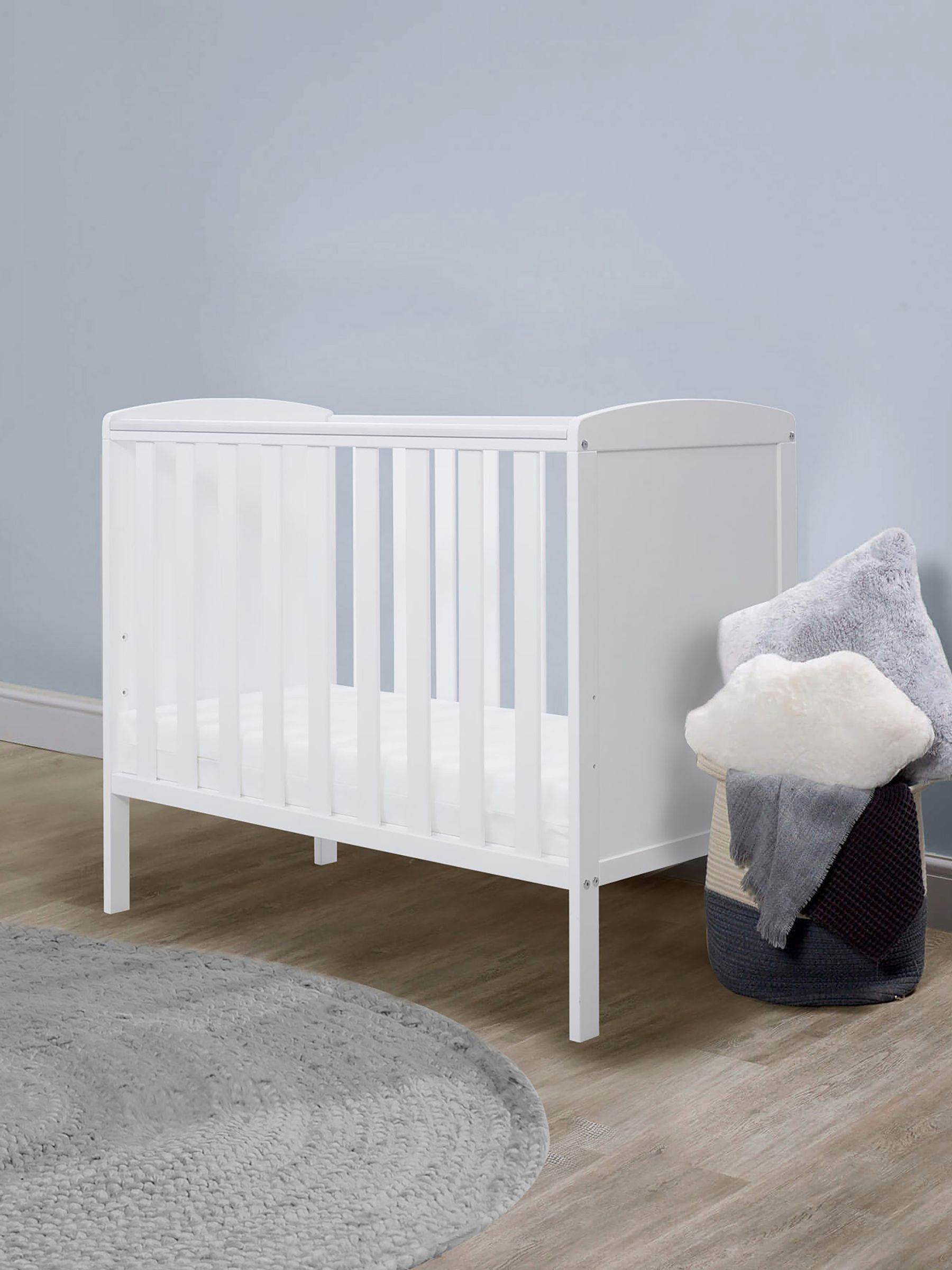 Ickle Bubba White Coleby Space Saver Cot and All Seasons Premium Poc Mattress - Image 1 of 6