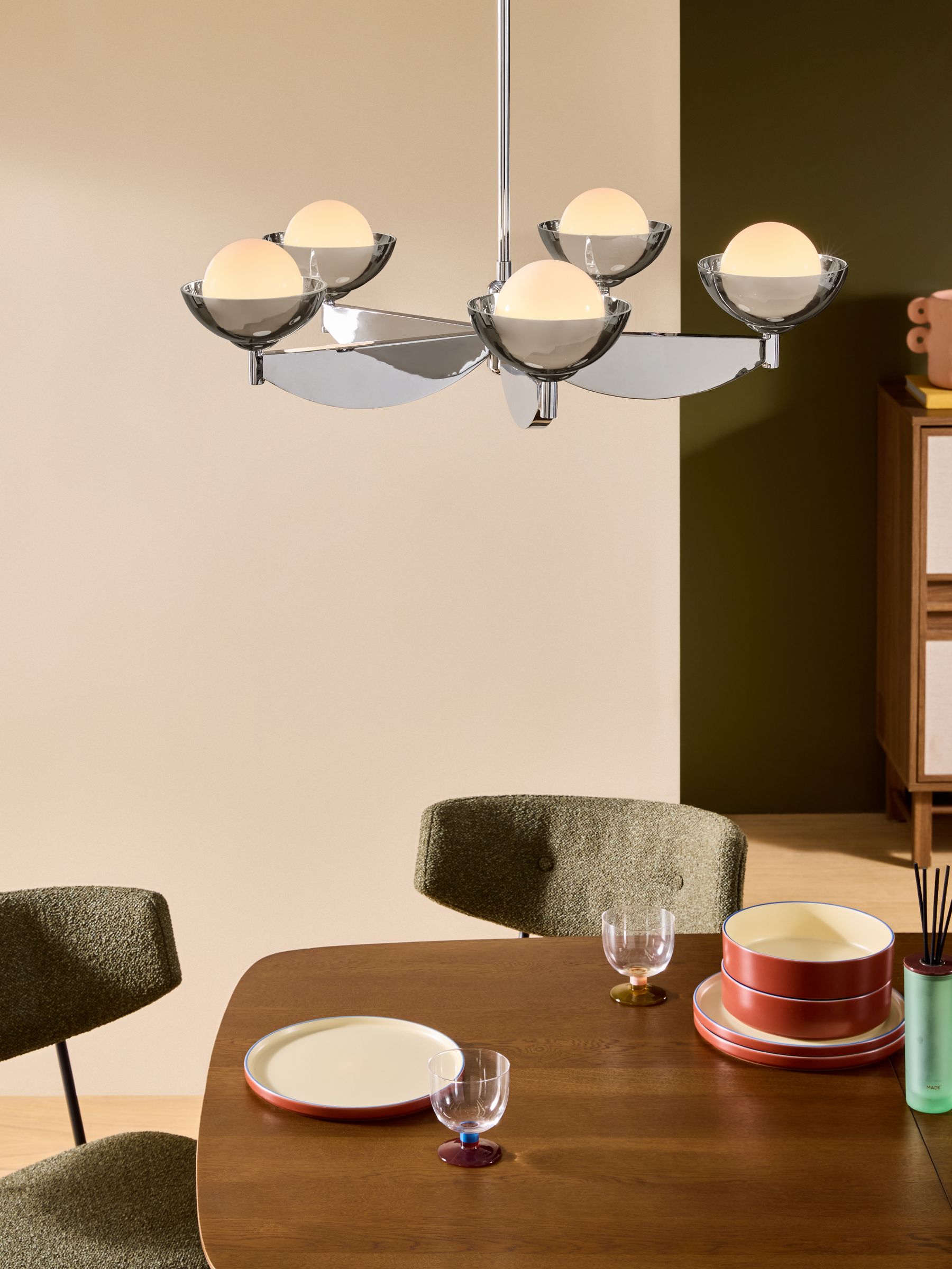 Layla 3 Light 5 Light Ceiling Light in Chrome - Image 1 of 5 Layla 3 Light 5 Light Ceiling Light in Chrome - Image 1 of 5