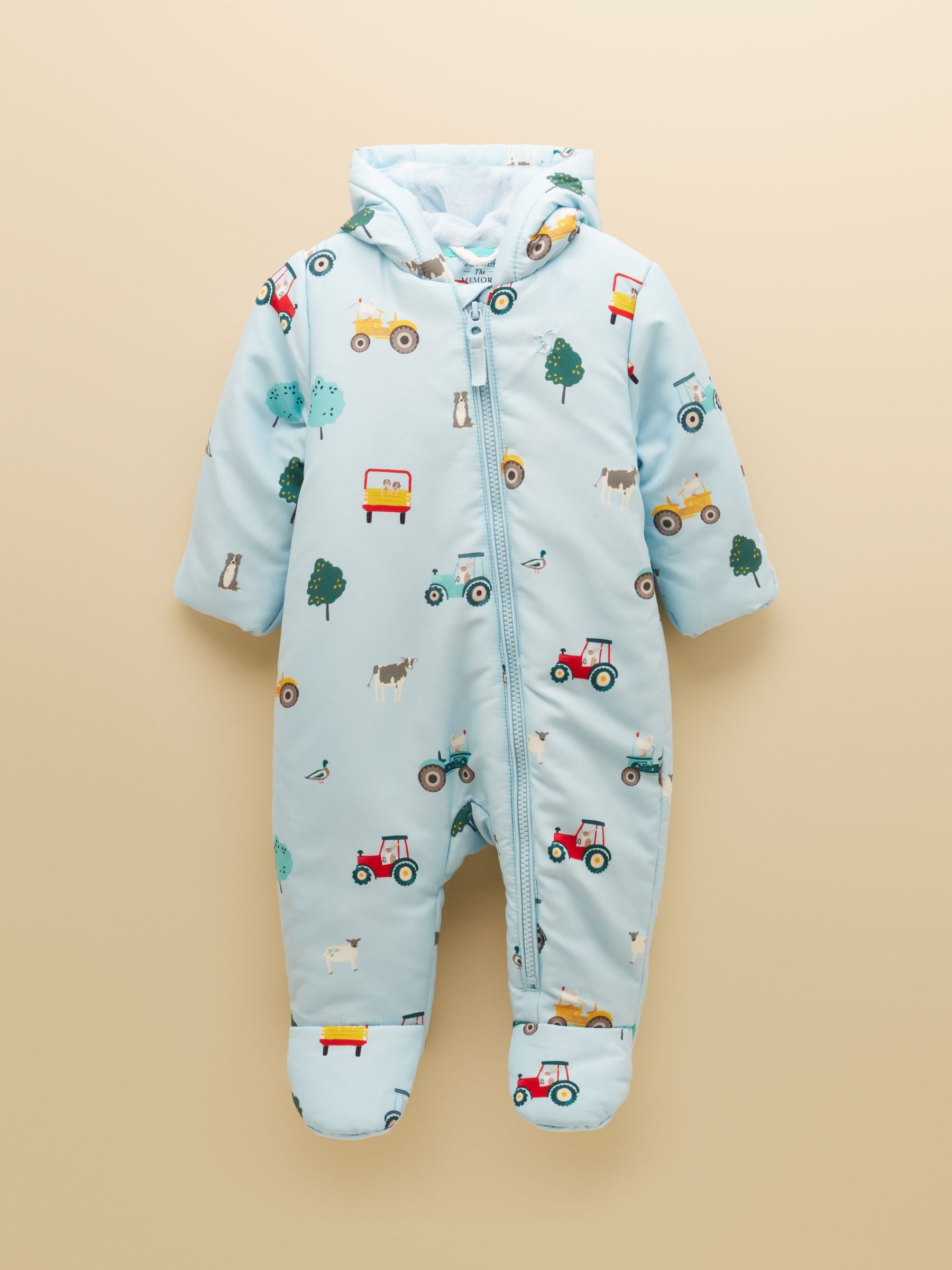 Baby Padded Blue Zip Through Pramsuit - Image 1 of 5