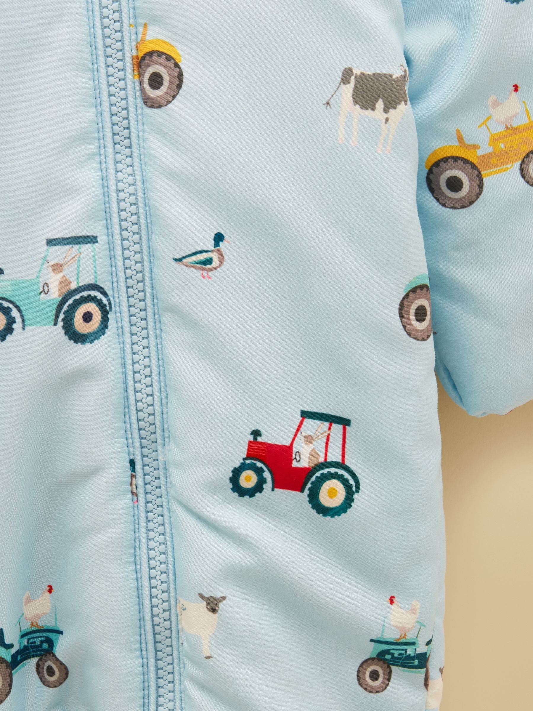 Baby Padded Blue Zip Through Pramsuit - Image 3 of 5