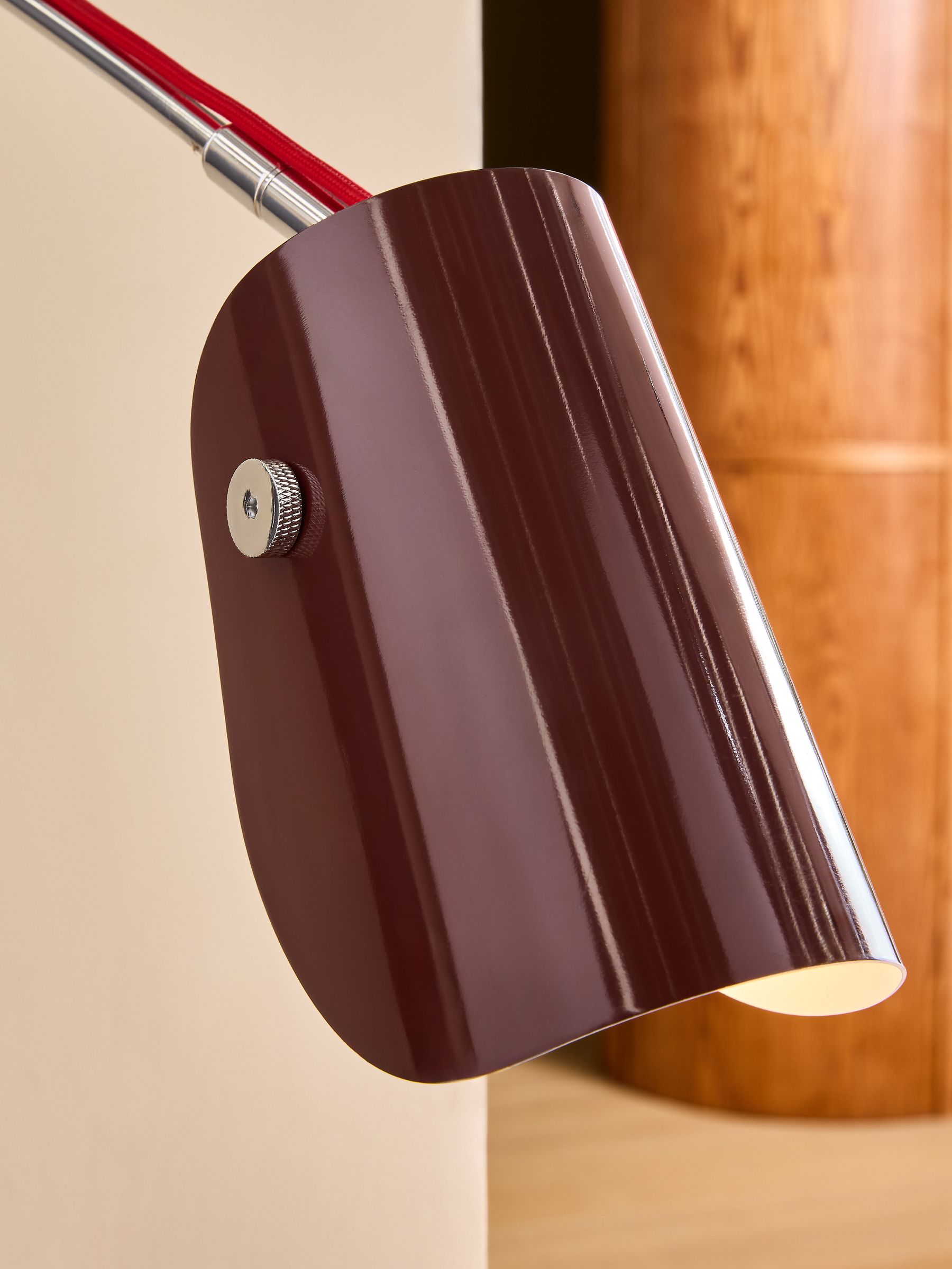 Curve Wall Light in Chrome & Red - Image 2 of 5