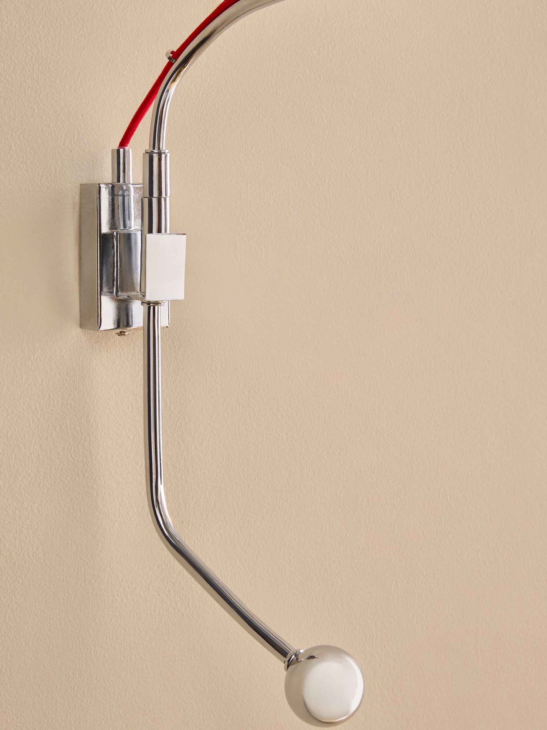 Curve Wall Light in Chrome & Red - Image 3 of 5