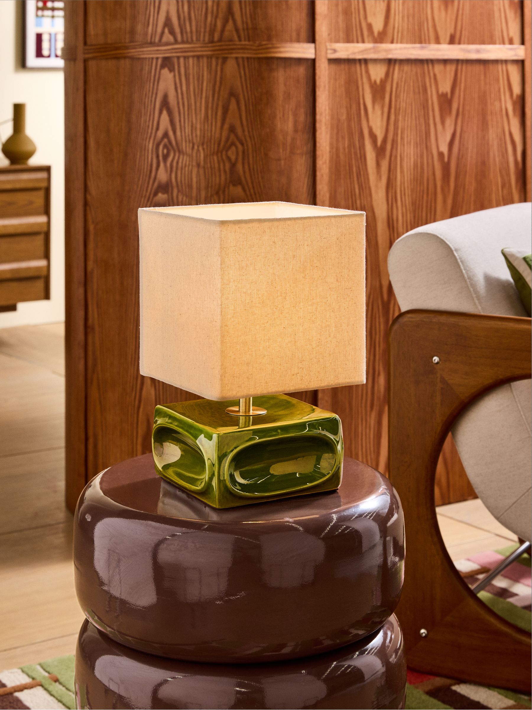 Nell Ceramic Table Lamp in Green/Ecru - Image 1 of 5 Nell Ceramic Table Lamp in Green/Ecru - Image 1 of 5