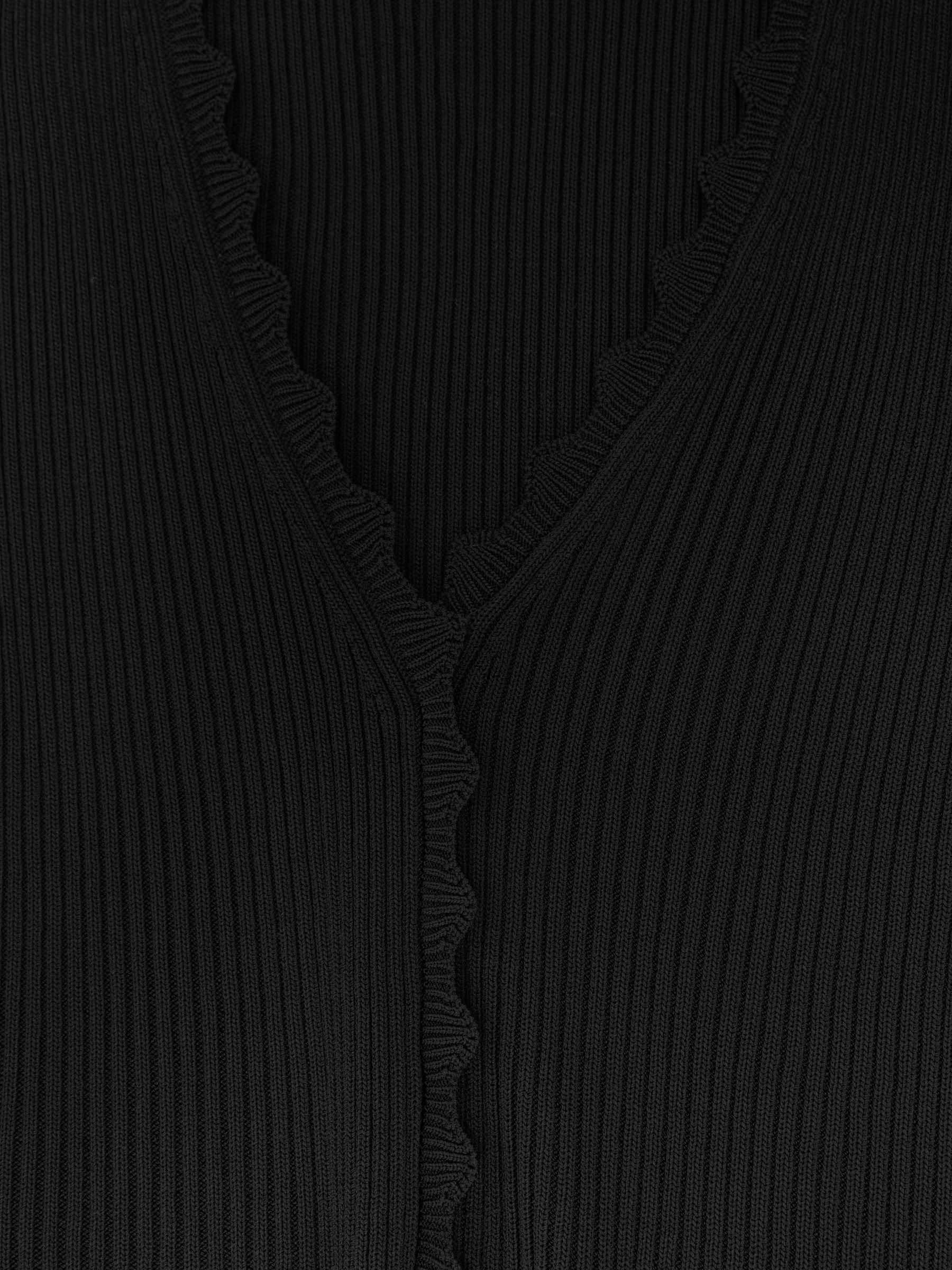 Scallop-Trim Rib-Knit Top in Black - image 3