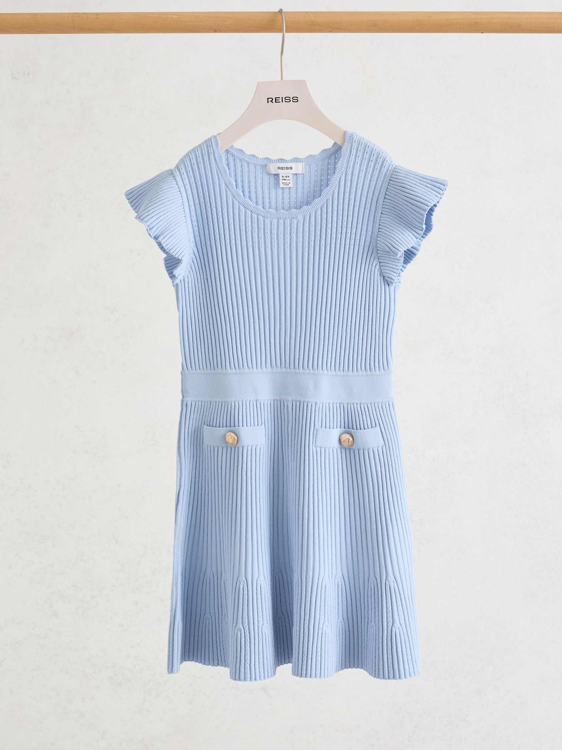 Pointelle-Knit Ribbed Dress in Pale Blue - Image 2 of 3
