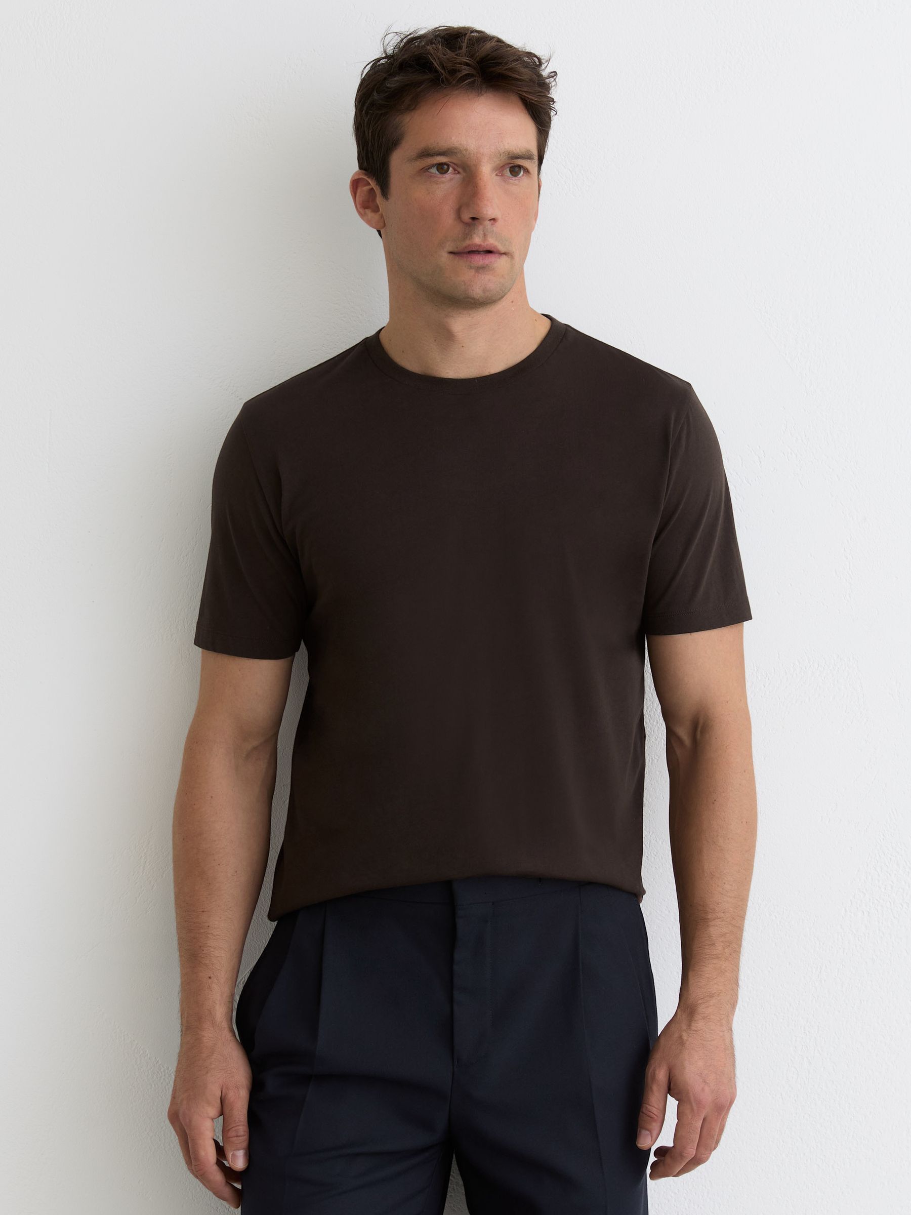 T-Shirt 3 Pack in White/Navy/Coco Brown - Image 3 of 6