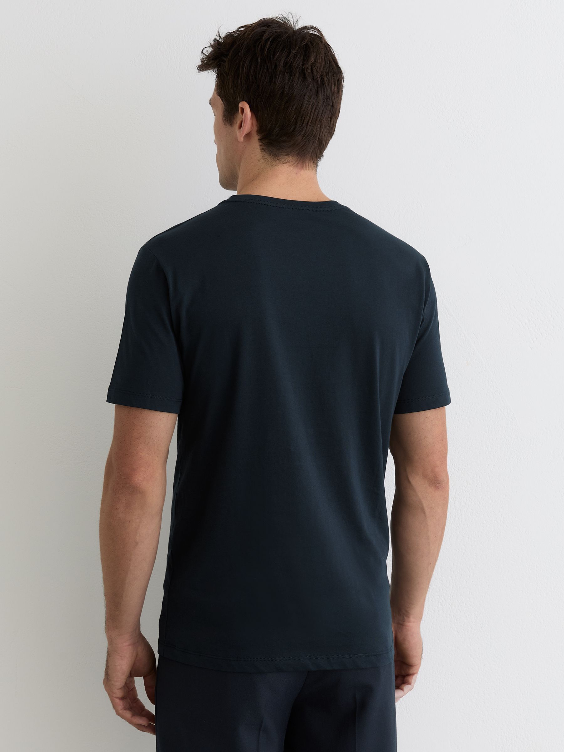 Cotton Crew-Neck Tailored-Fit T-Shirts 3-Pack in White/Navy/Coco Brown - image 4