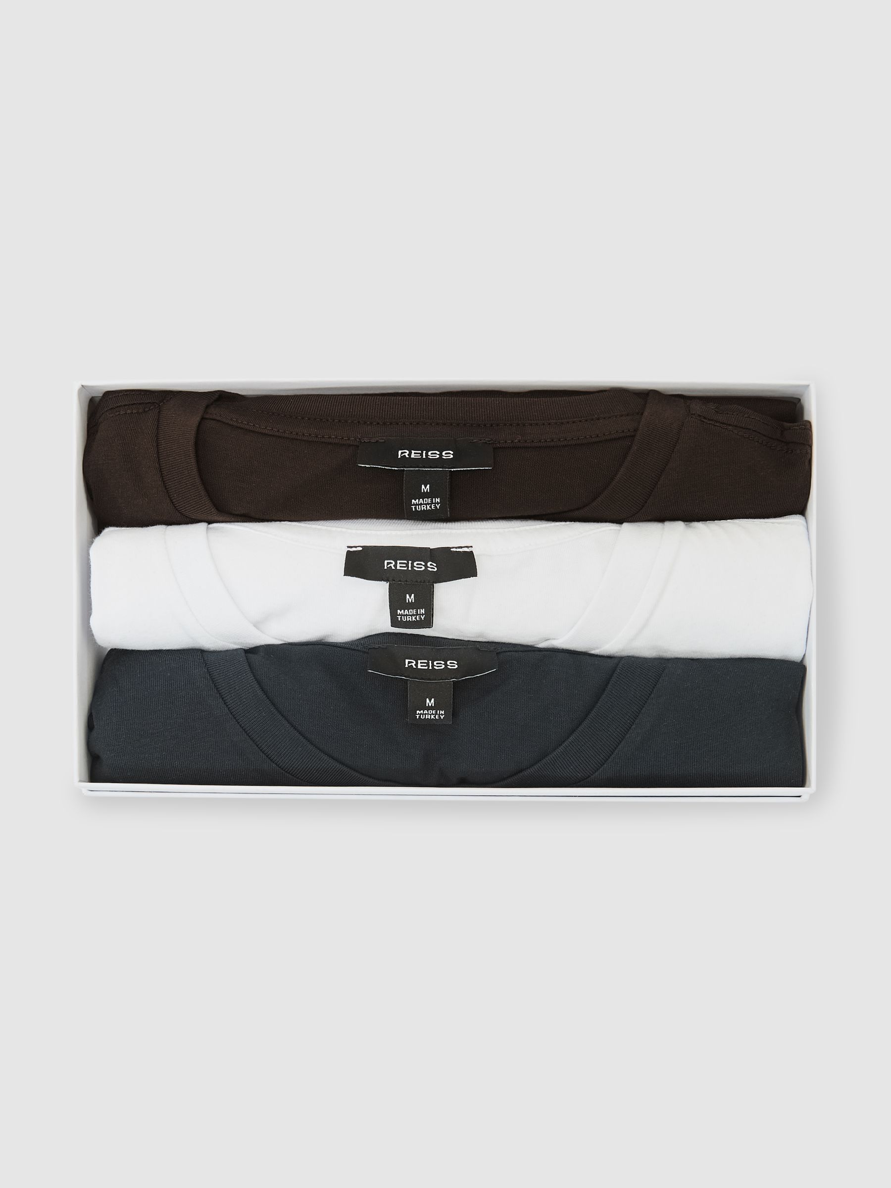 T-Shirt 3 Pack in White/Navy/Coco Brown - Image 6 of 6
