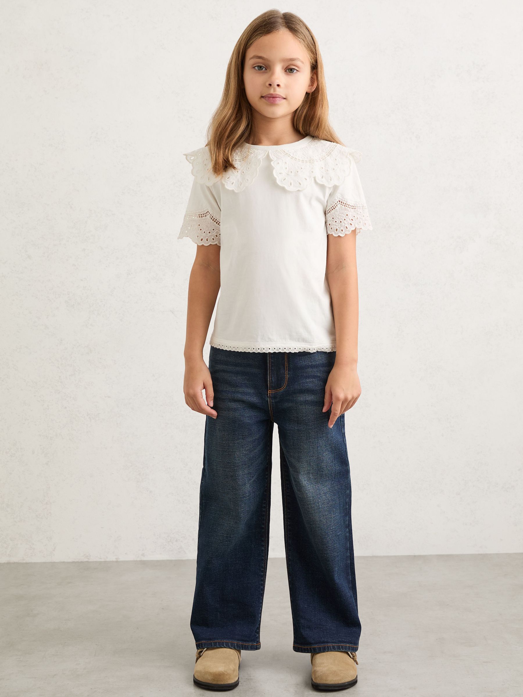 Cotton Broderie Anglaise Collared Top