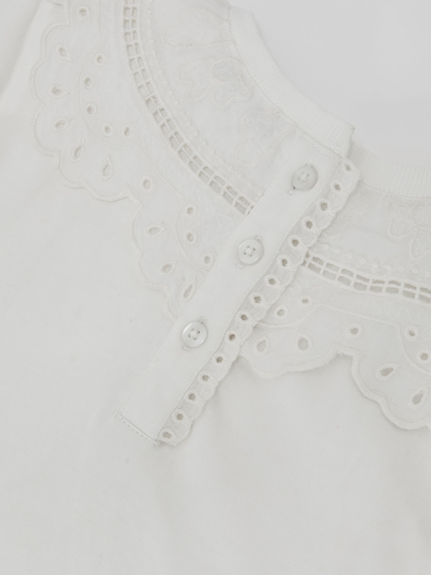 Cotton Broderie Anglaise Collared Top in Ivory - Image 4 of 4