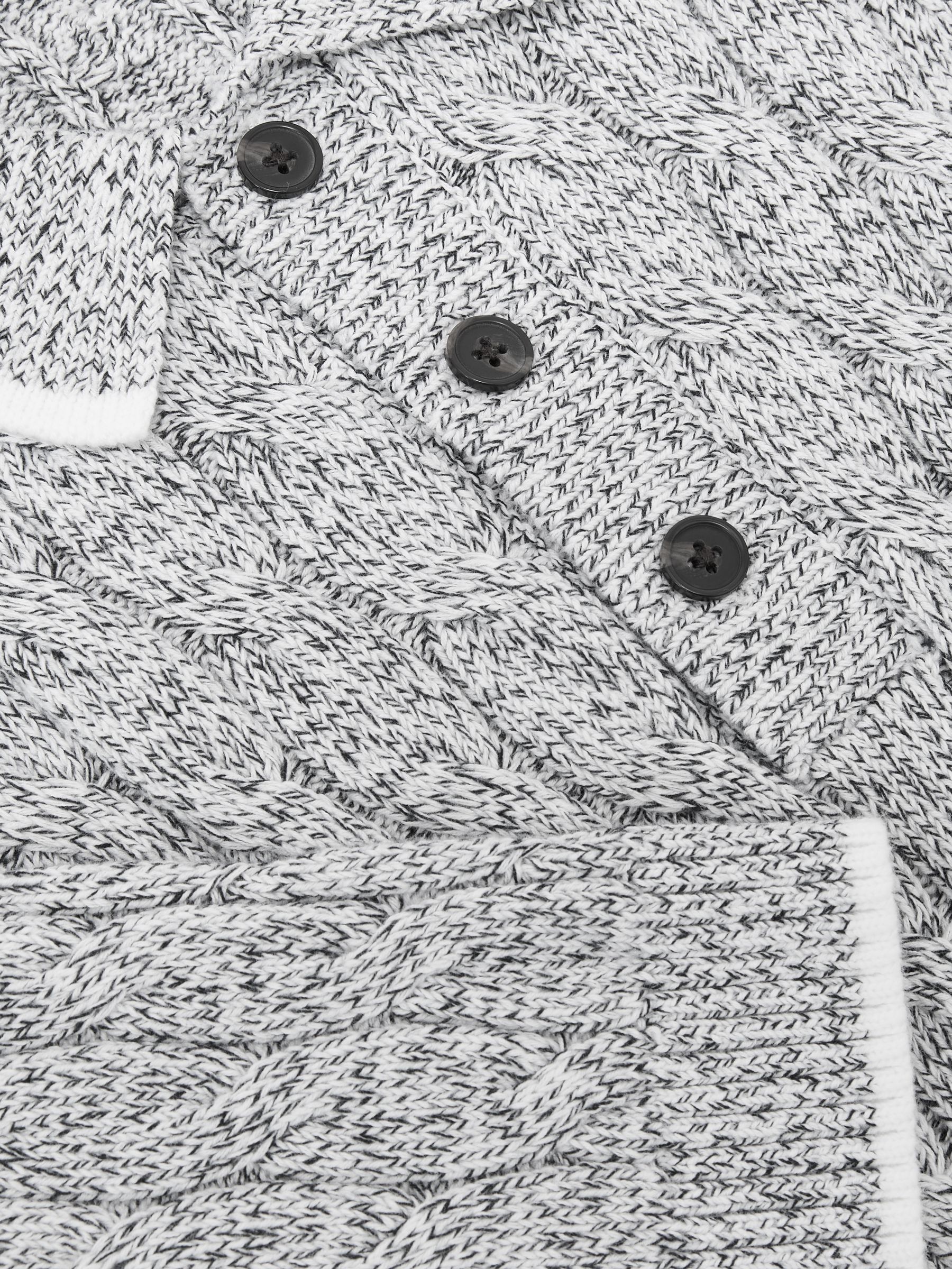 Cotton Cable-Knit Polo Shirt in Black/White - Image 6 of 6