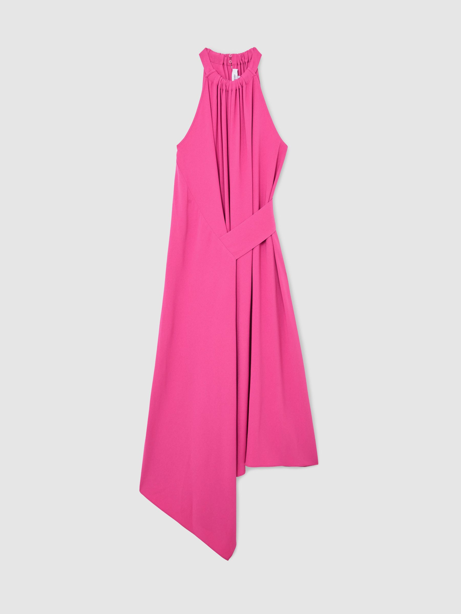 Drape-Detail Sleeveless Midi Dress in Raspberry Pink - Image 2 of 8