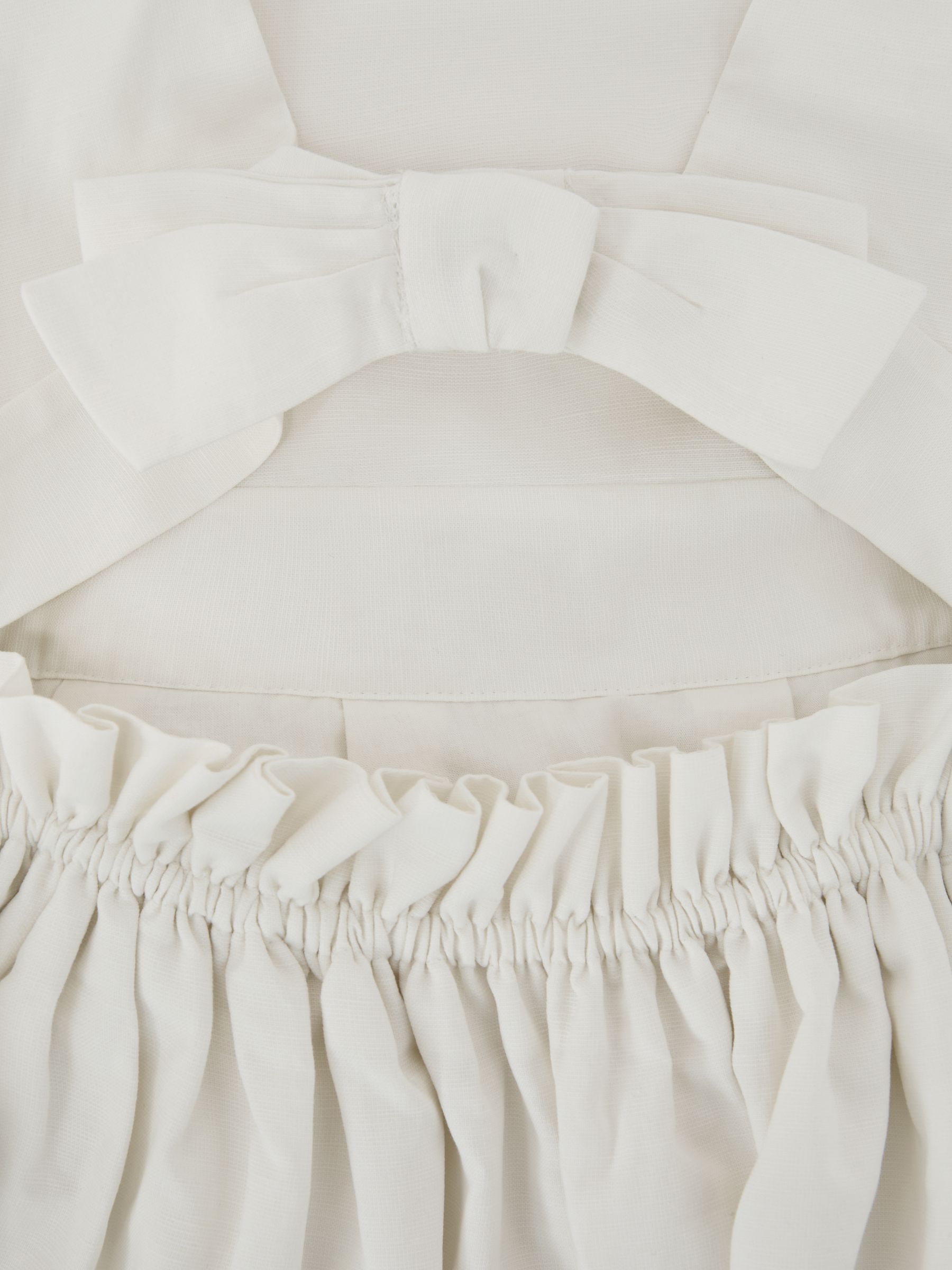 Puff-Sleeve Tie-Back Midi Dress in White - Image 6 of 6