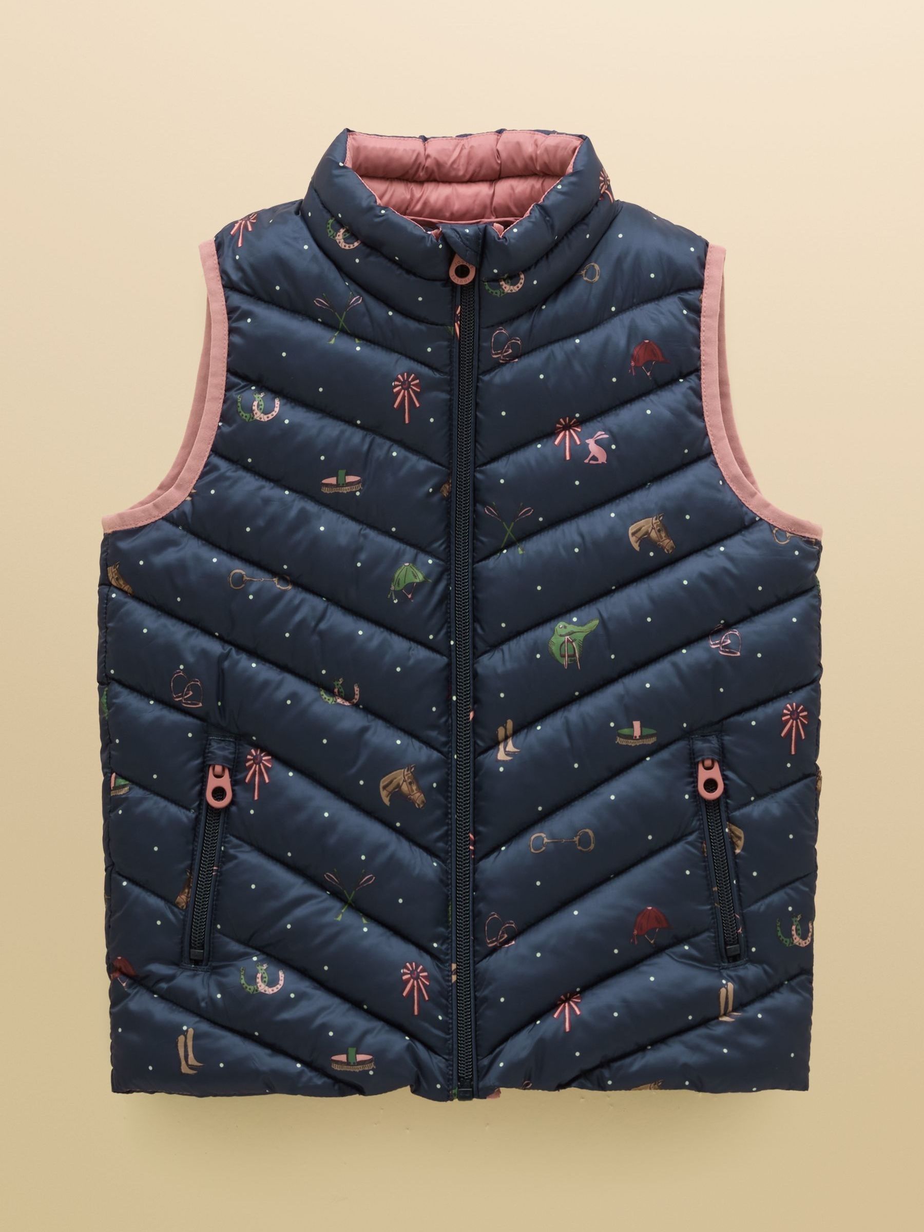 Girls' Crofton Navy Horse Showerproof Padded Gilet - Image 1 of 5