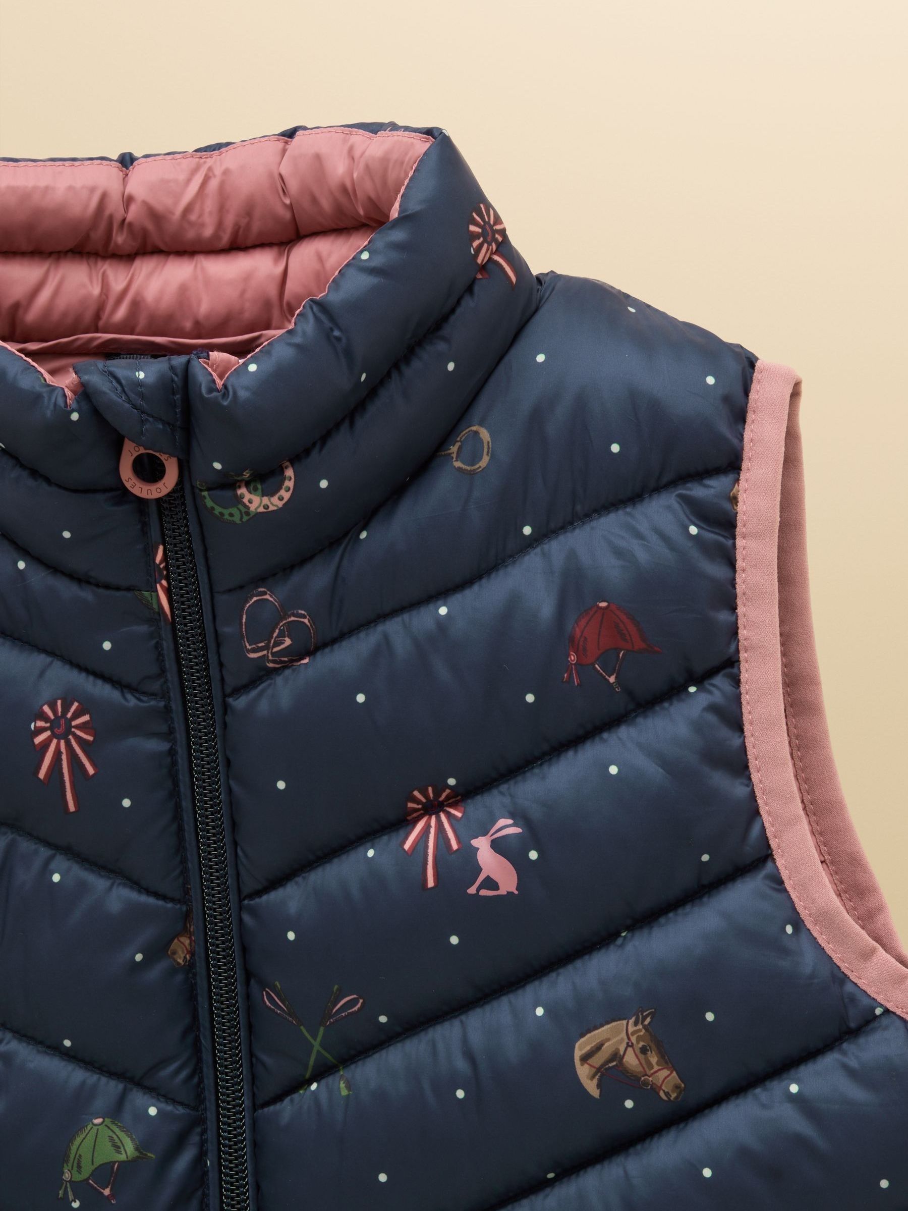 Girls' Crofton Navy Horse Showerproof Padded Gilet - Image 3 of 5