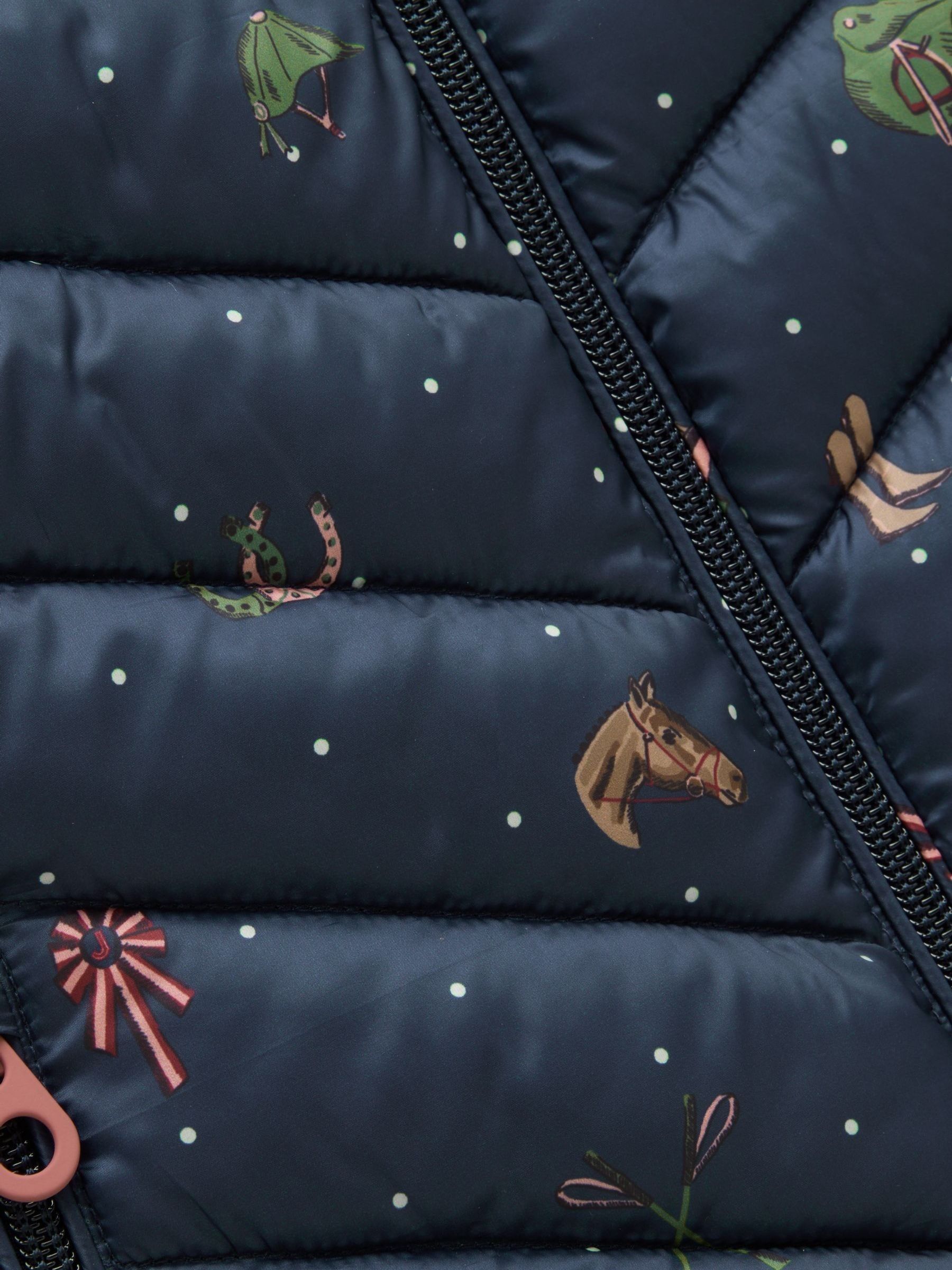 Girls' Crofton Navy Horse Showerproof Padded Gilet - Image 4 of 5