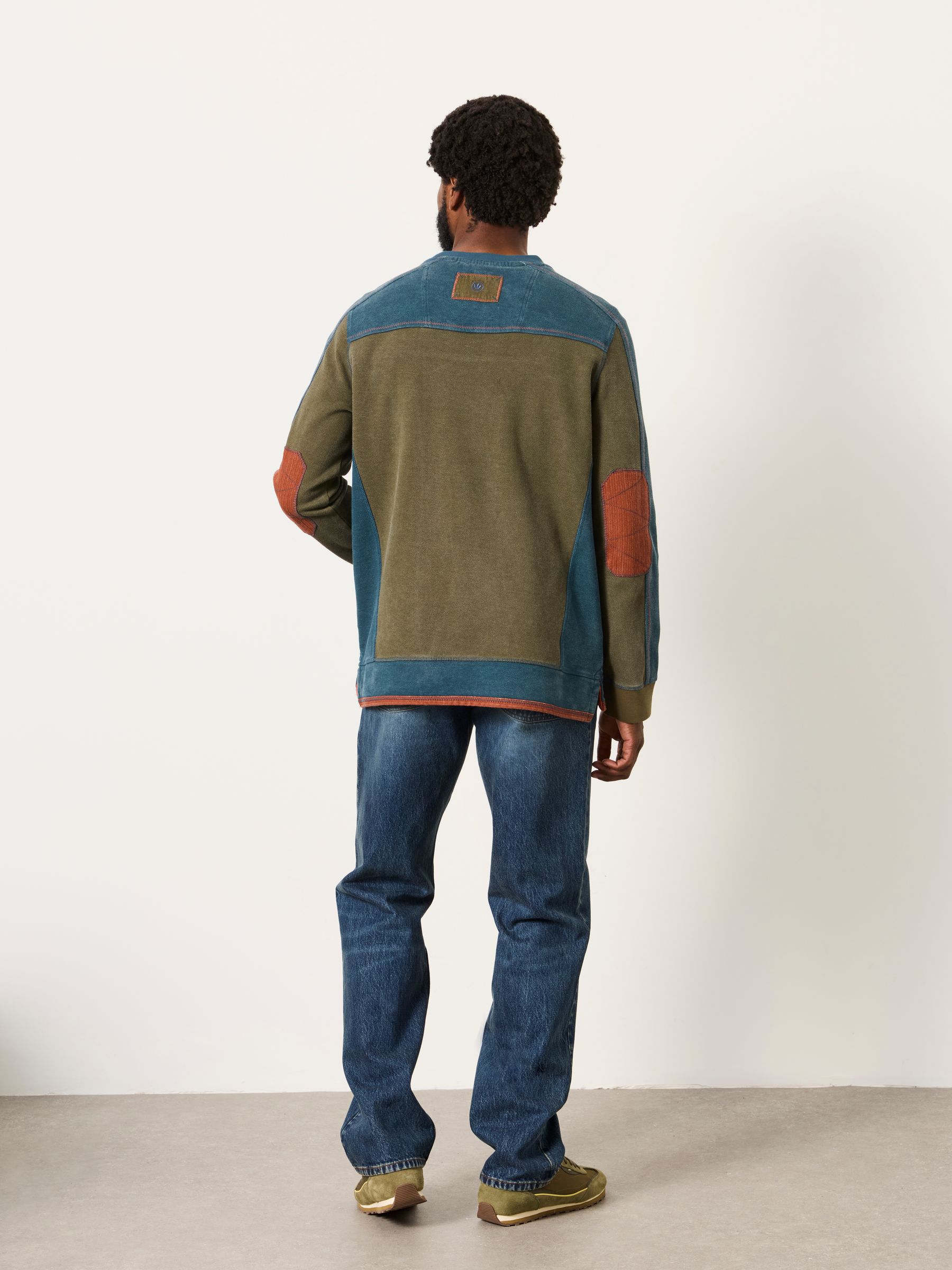 Khaki Green Hoyle Panel Crew Sweat Top - Image 3 of 6