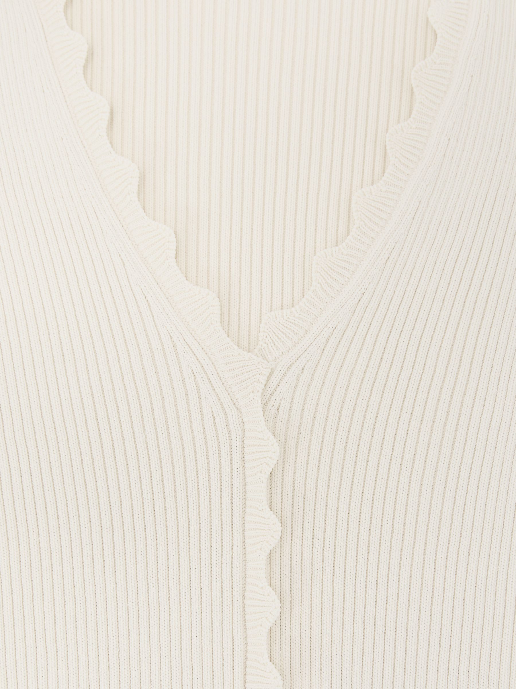 Scallop-Trim Rib-Knit Top in Ivory - image 3