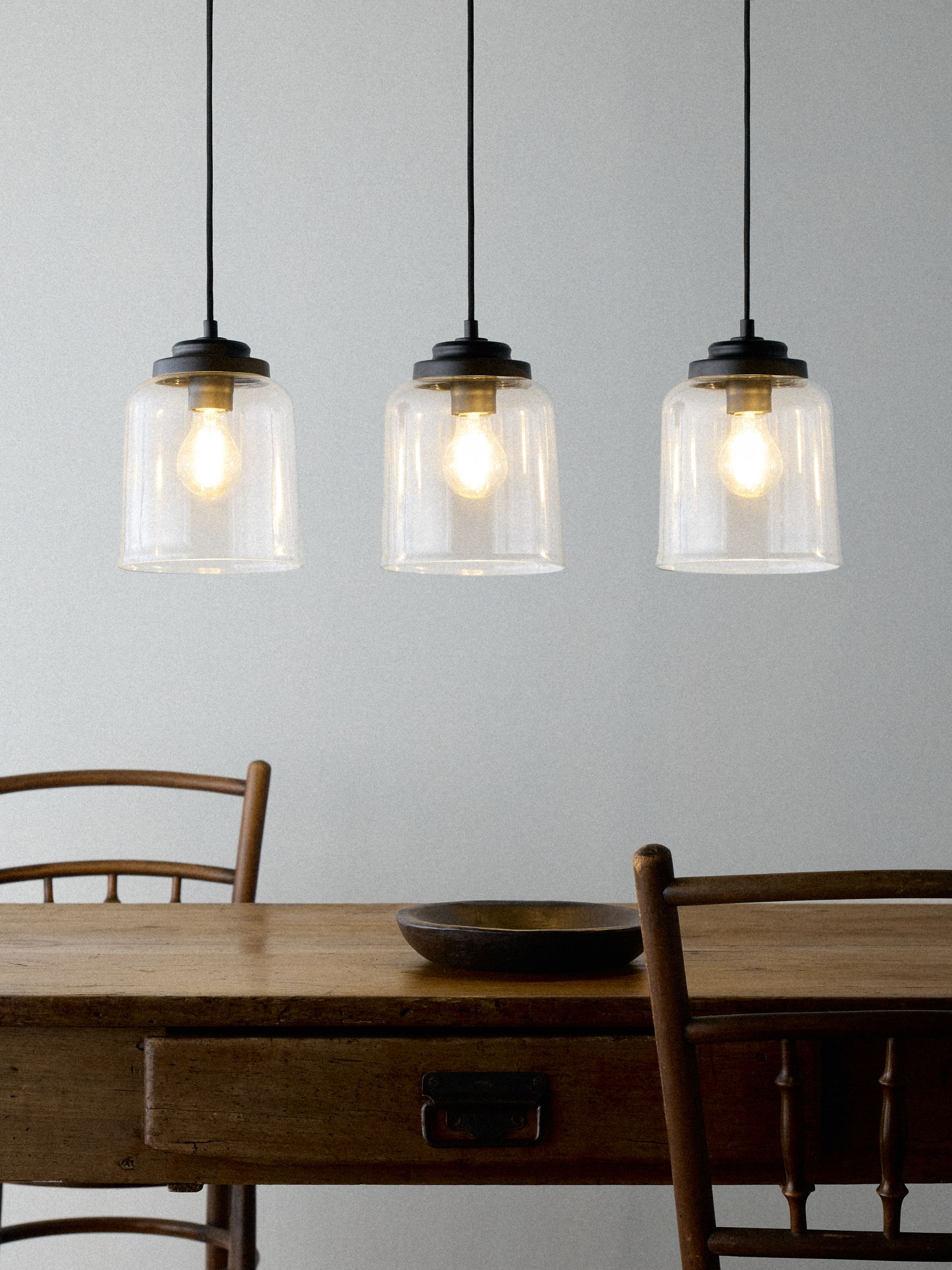 The Set 3 Pack Clear Glass Dome Pendant Ceiling Lights - Image 1 of 7