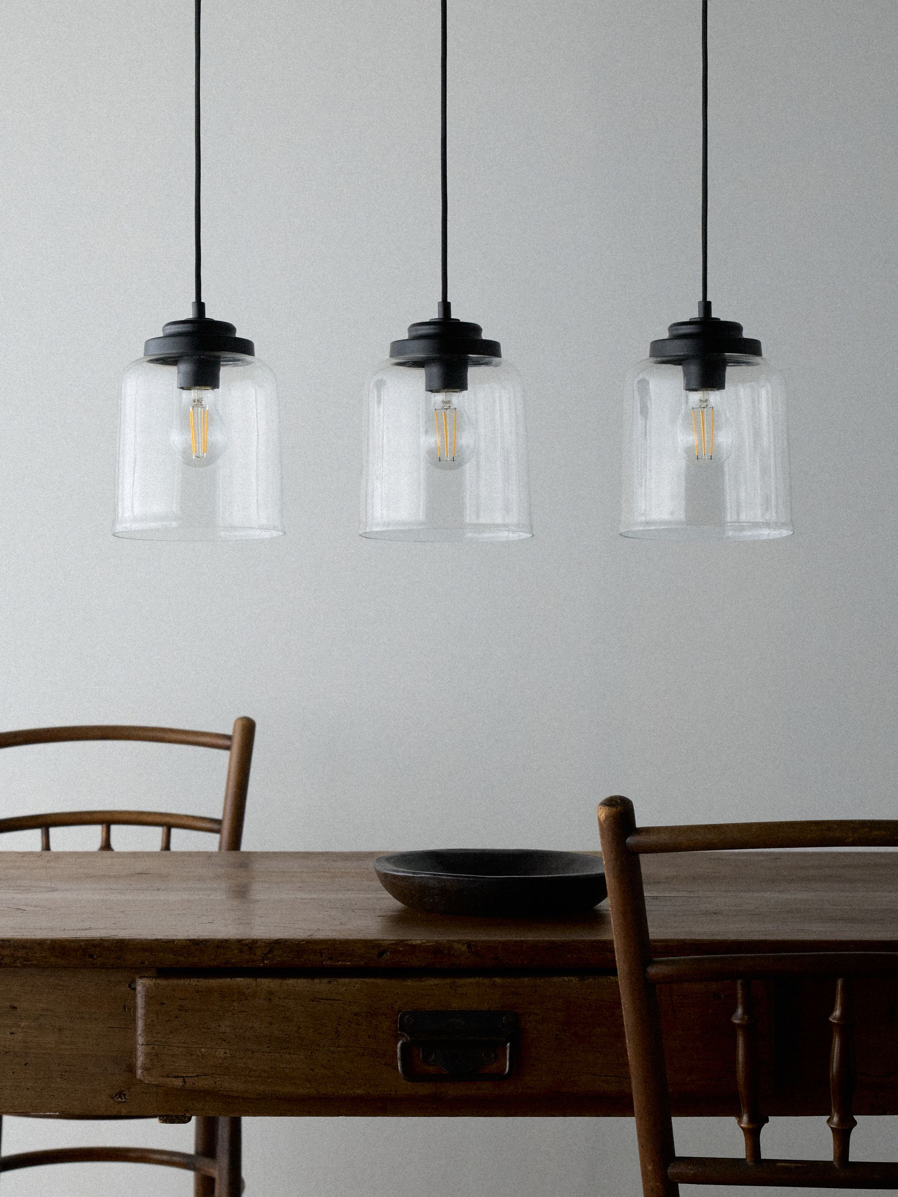 The Set 3 Pack Clear Glass Dome Pendant Ceiling Lights - Image 2 of 7