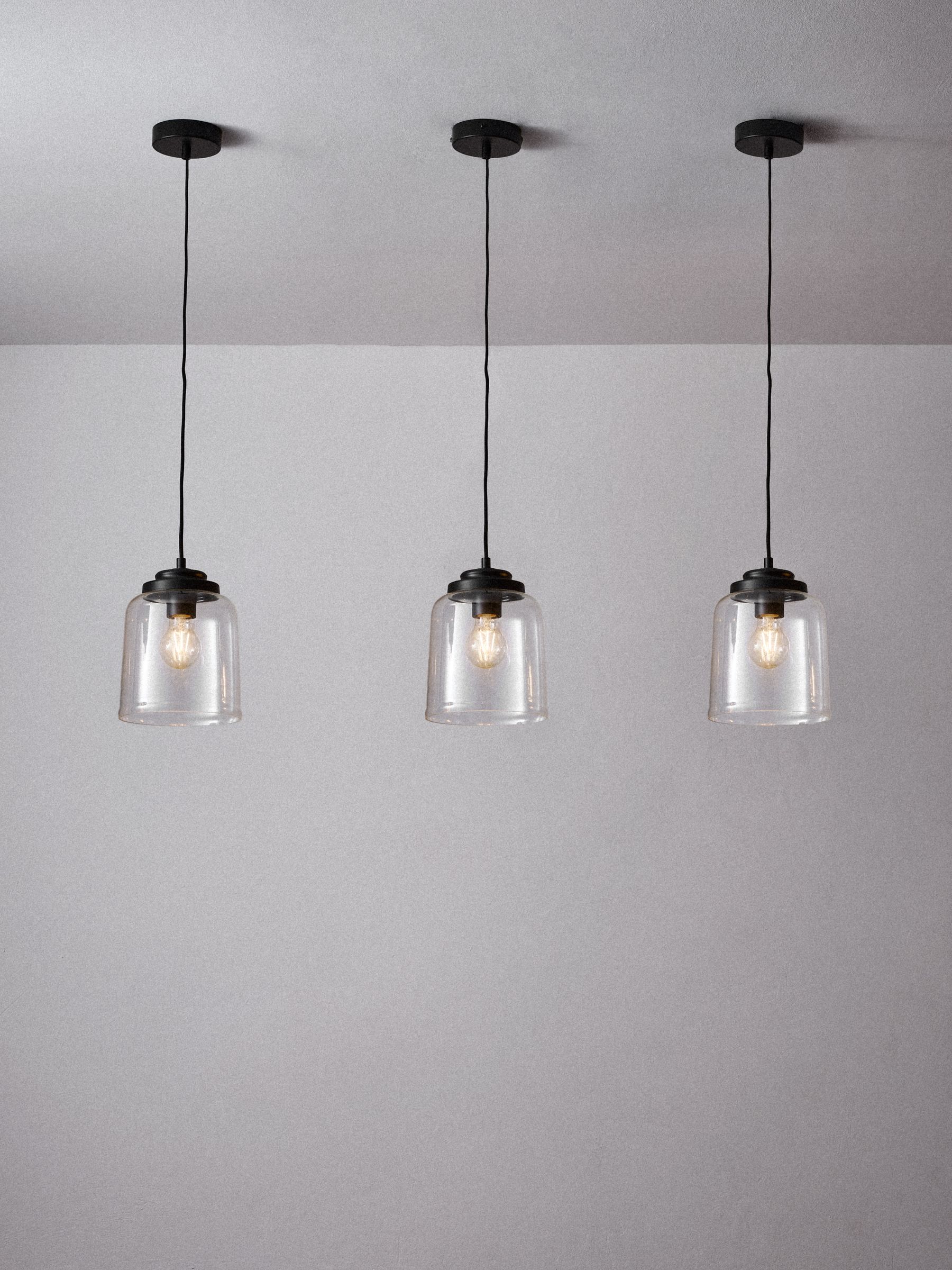 The Set 3 Pack Clear Glass Dome Pendant Ceiling Lights - Image 3 of 7